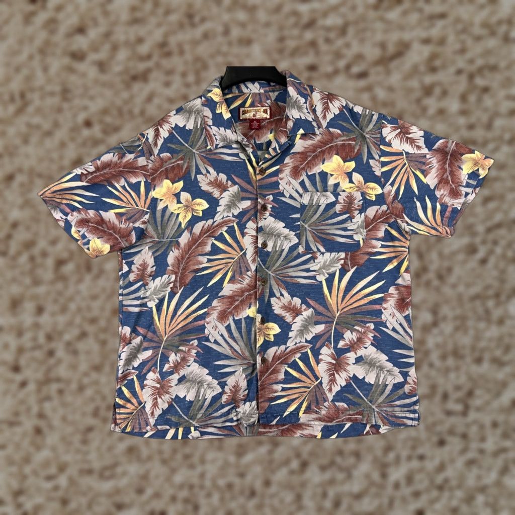 Vintage Caribbean Joe Shirt Men Button-Up Hawaiian XL Blue 100% Rayon Floral Short Sleeve Collared Size US XL / EU 56 / 4 - 1 Thumbnail