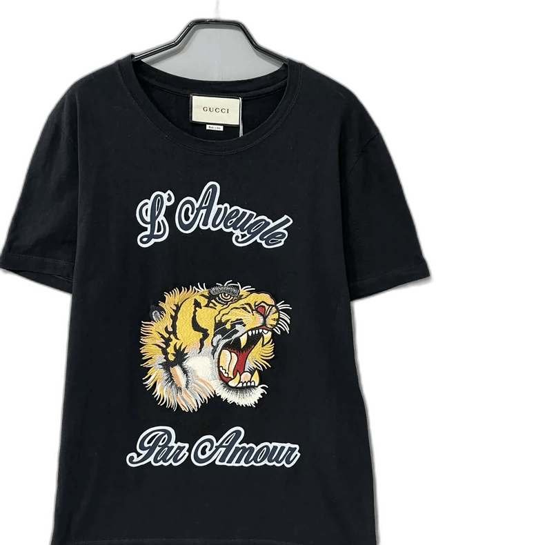 Black Tiger Embroidered Short Sleeve T-Shirt