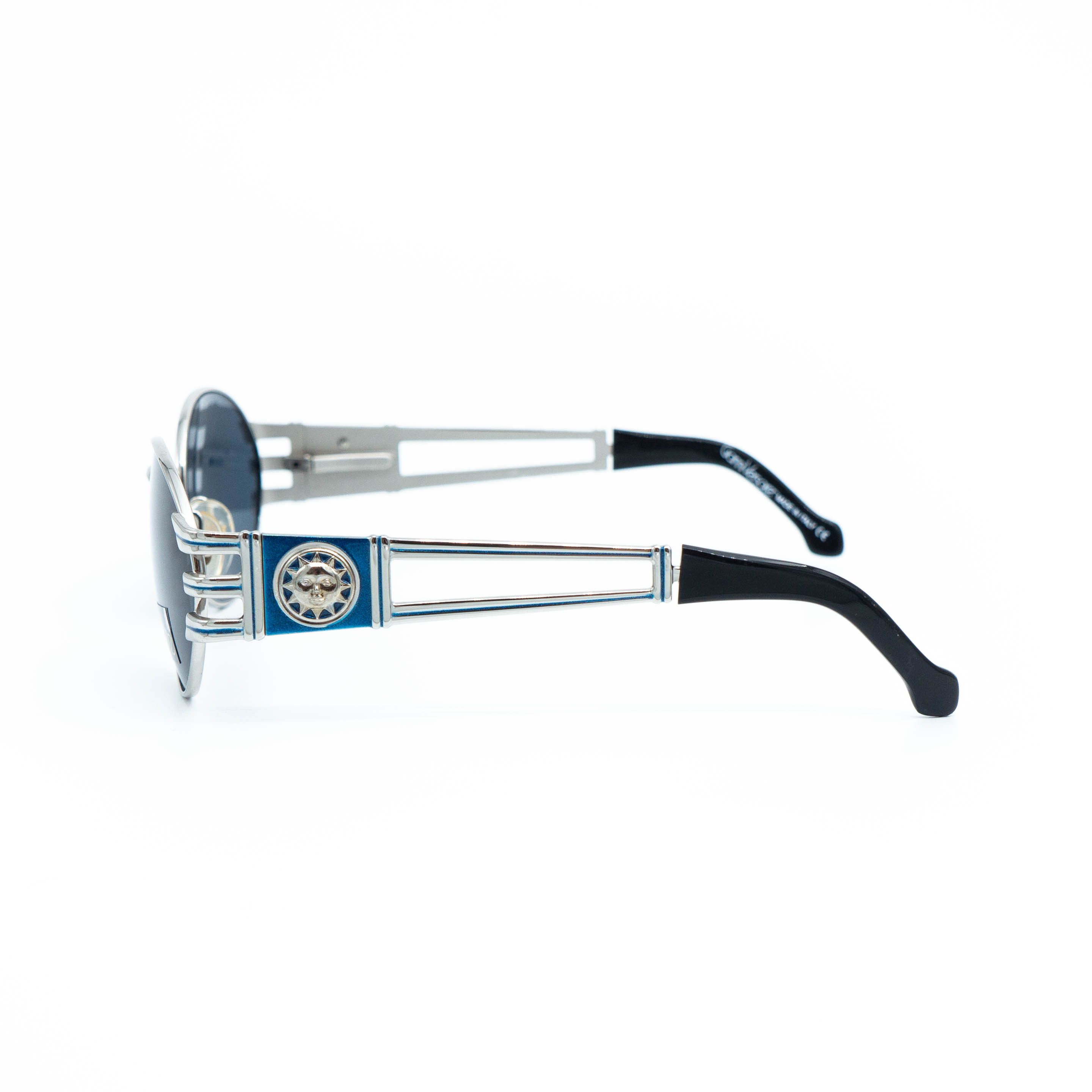 Versace × Vintage GIANNI VERSACE MOD 3046 Oval Silver Blue Sunglasses Vintage Size ONE SIZE - 3 Thumbnail
