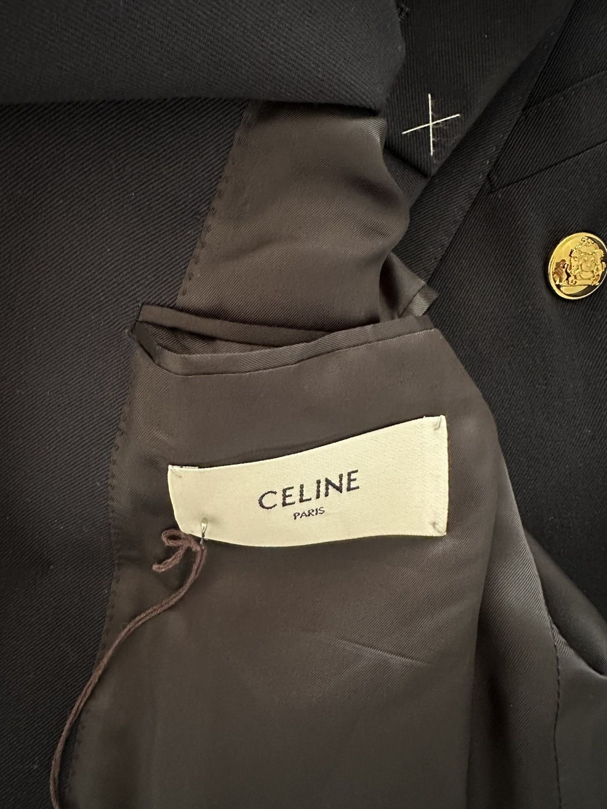 Celine 20SS Diagonal Wool Classic Double Breasted Navy Jacket Size 48R - 9 Thumbnail