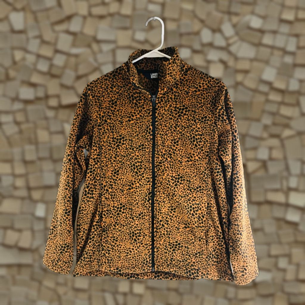 Lands' End Lands' End Jacket Womens Medium Brown Animal Print Full Zip Womens Size M / US 6-8 / IT 42-44 - 1 Thumbnail