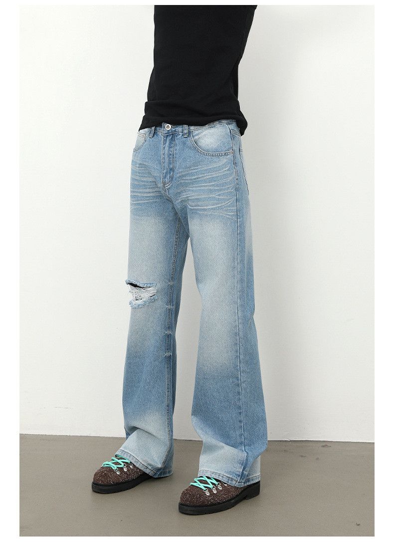Japanese Brand × Jean American high street blue washed bootcut ripped jeans Size US 32 / EU 48 - 4 Thumbnail
