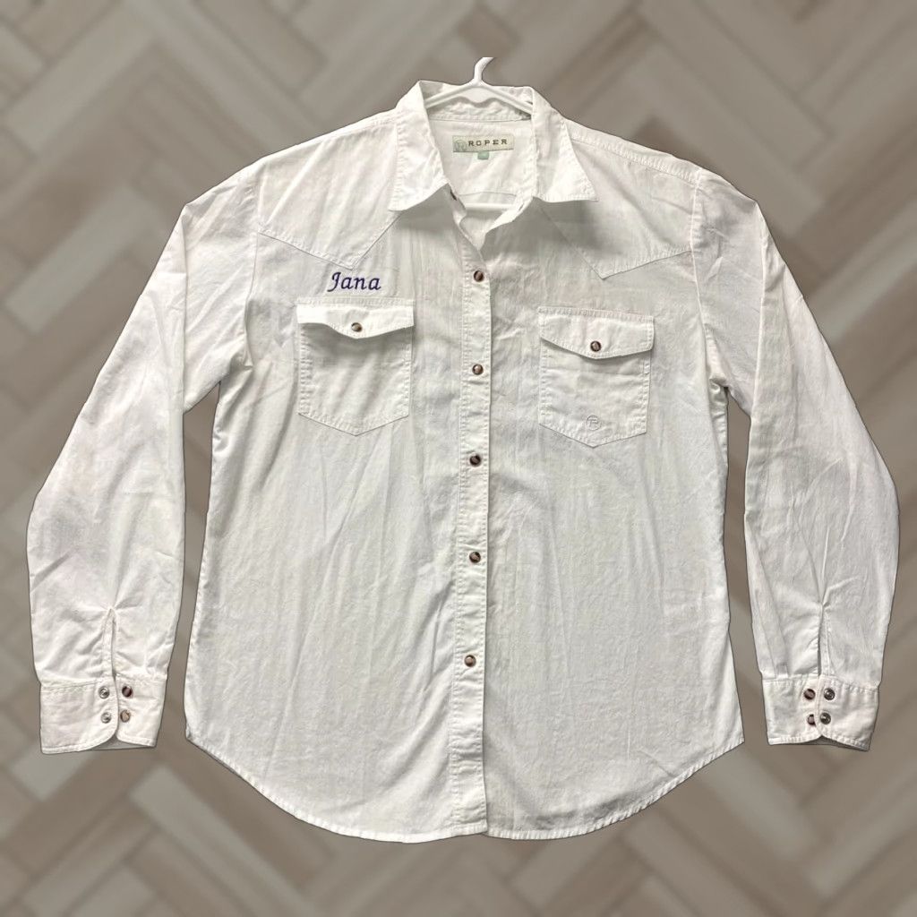 Roper VINTAGE Roper Men's Dress Shirt Button Up White 100% Cotton Long Sleeve Business Workwear Medical Nurse Size 40R - 1 Thumbnail