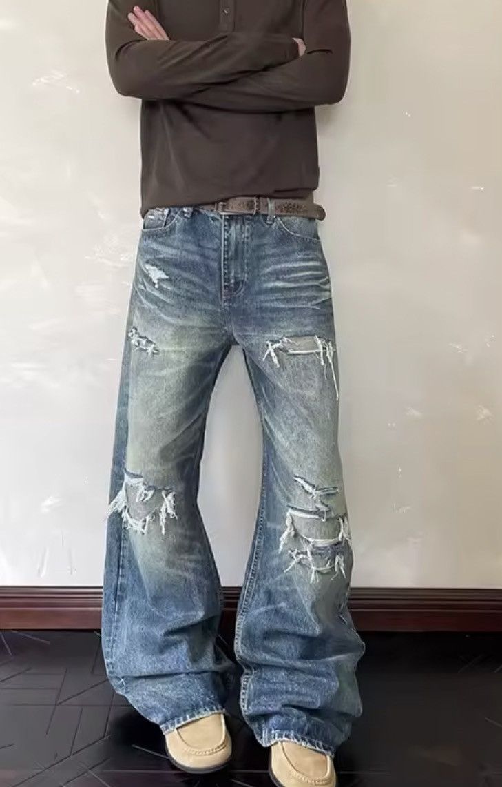 Jean Kamachi x Koike Blue Flare Jeans, Wide Leg Jeans Size US 27 - 2 Thumbnail