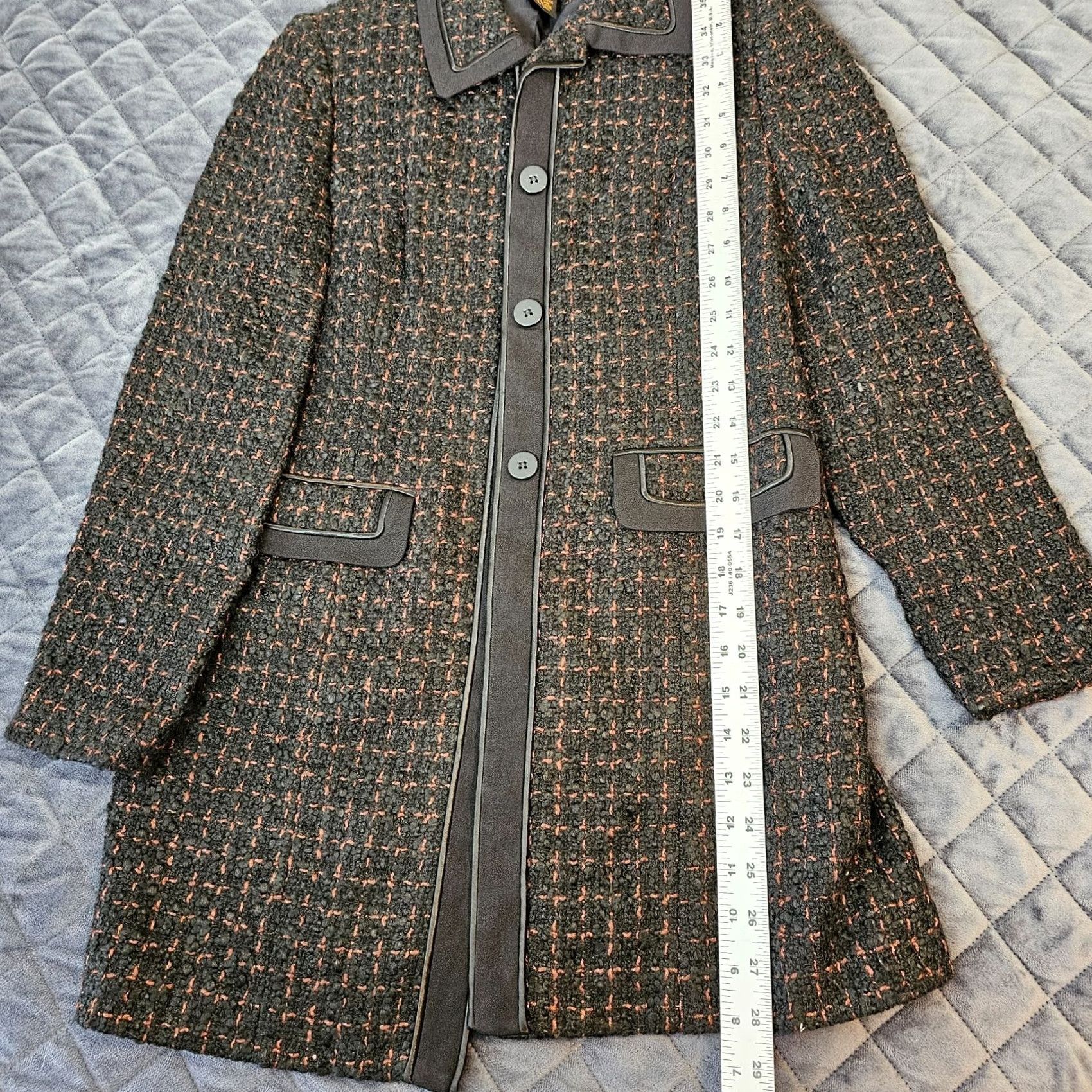 Vintage Grace Dane Lewis Petites Cardigan Knit Button Front Geometric Geometric Pattern Black XS? No size 2P Size XS / US 0-2 / IT 36-38 - 5 Thumbnail