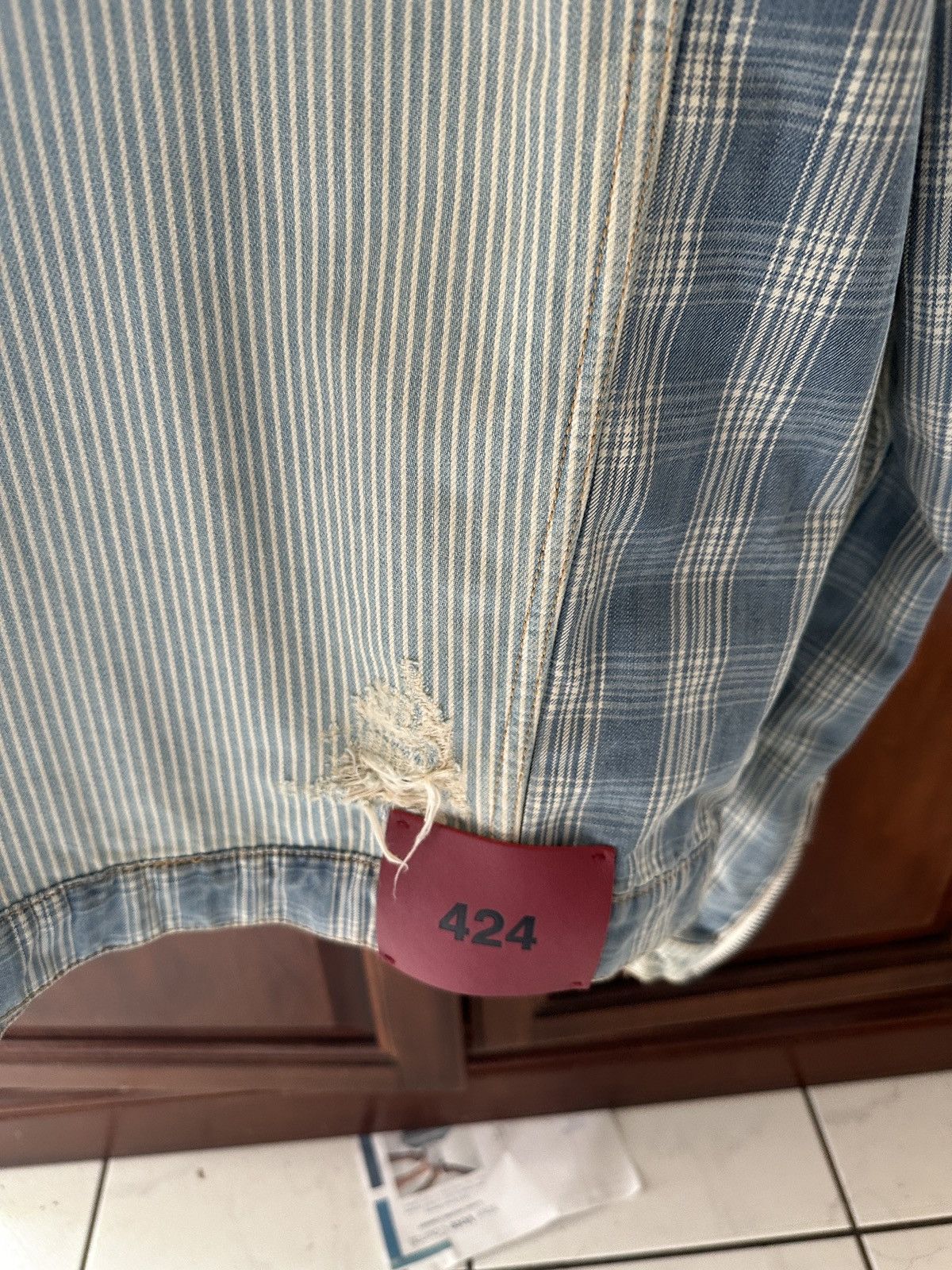 424 424 denim Distressed one zip jacket Size US XL / EU 56 / 4 - 5 Thumbnail