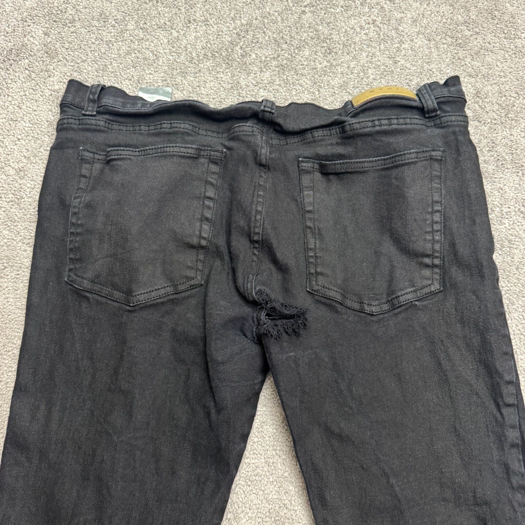 Denime MMML Distressed Skinny Button Fly Denim Jeans Mens 40 Black Star Studded Stretch Size US 40 / EU 56 - 4 Thumbnail