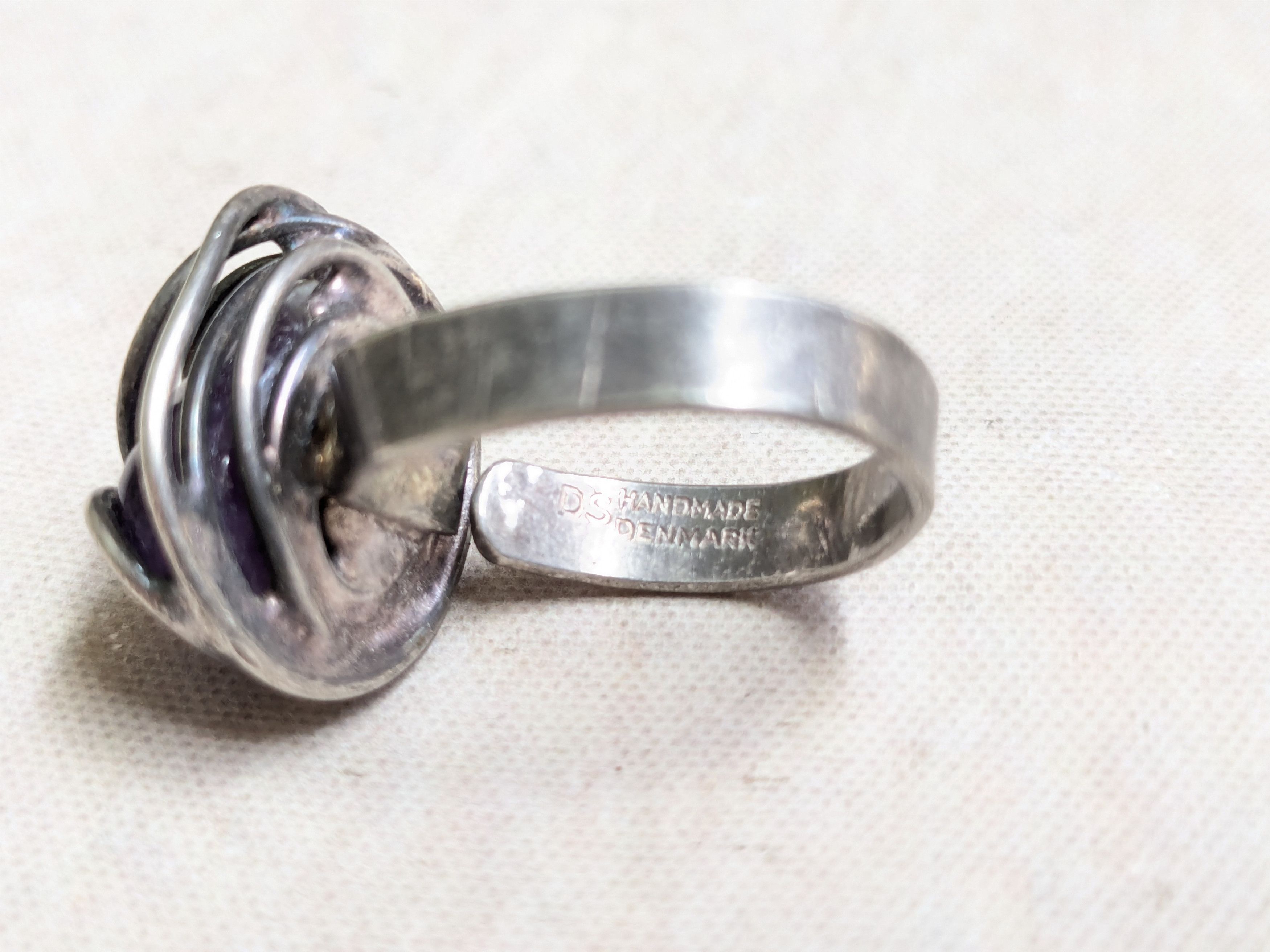 Jewelry × Vintage Vintage Sterling Silver Amethyst Ring Purple Denmark Size ONE SIZE - 10 Thumbnail