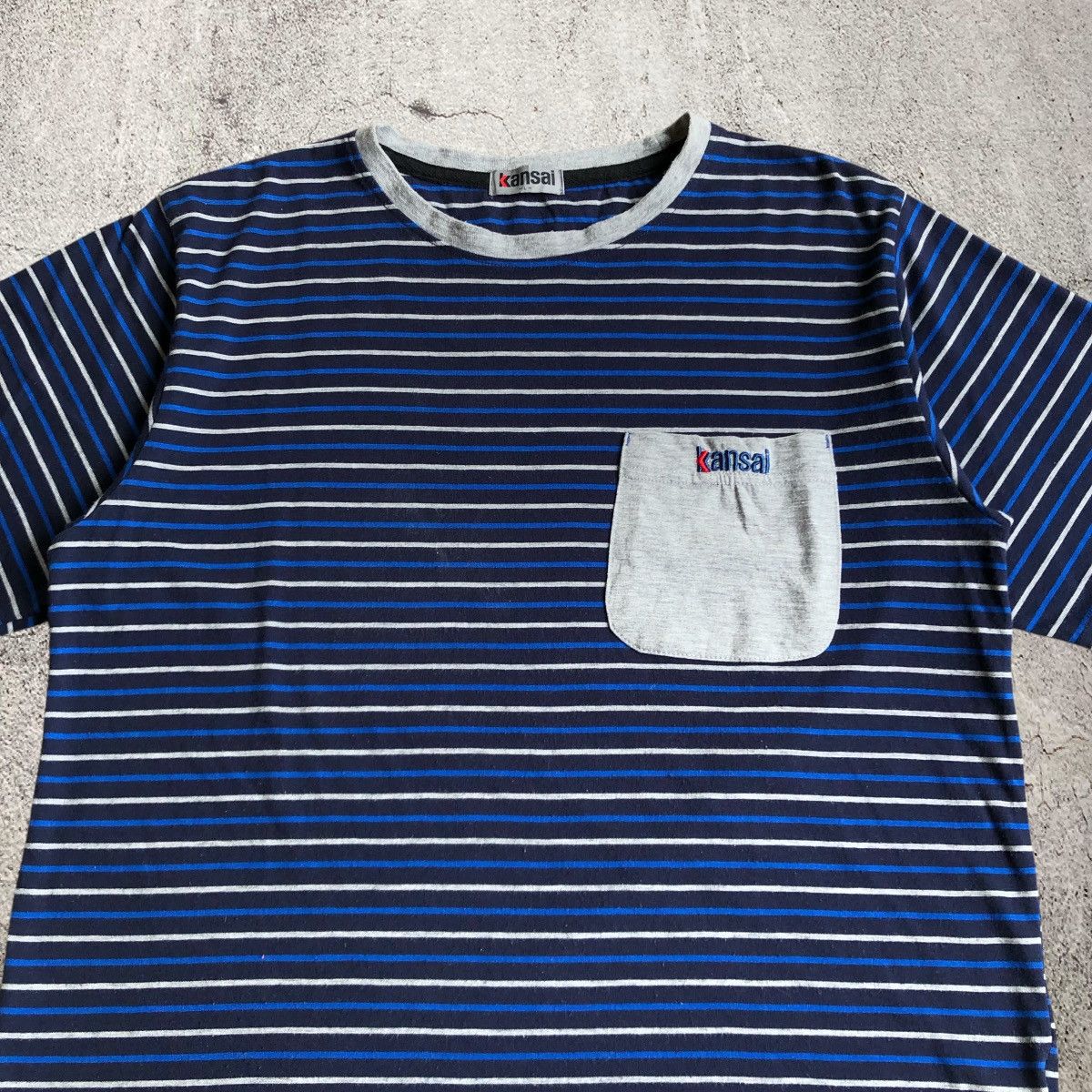 Kansai Yamamoto 2000s Kansai Yamamoto Japan Pocket Stripe T-shirt Blue Navy Size US L / EU 52-54 / 3 - 2 Thumbnail