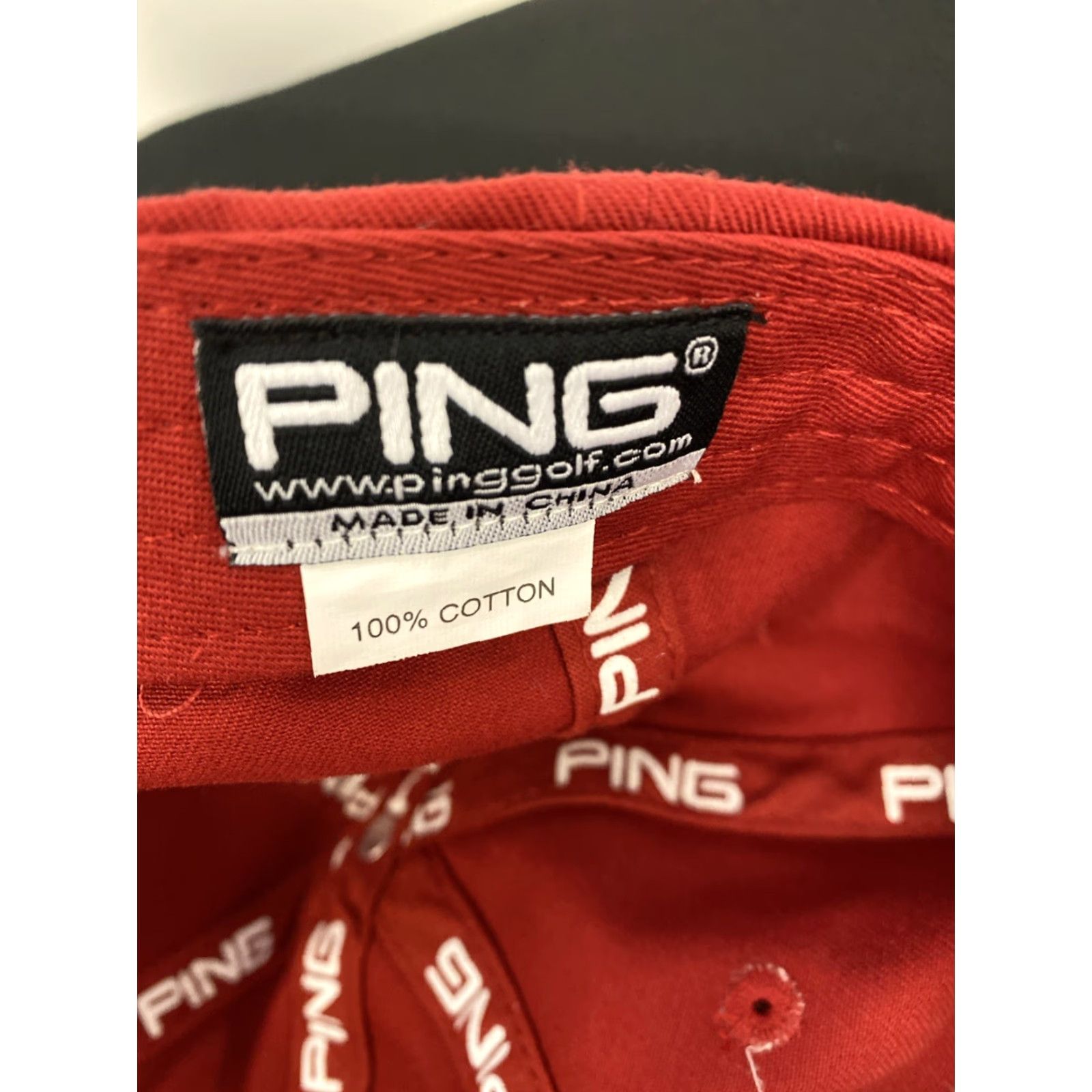 Logo 7 PING G5 Golf Hat Cap - Red Embroidered Logo - Adjustable Strapback Knit Cotton - Unisex Adults - Casual Golf Headwear Size ONE SIZE - 6 Thumbnail