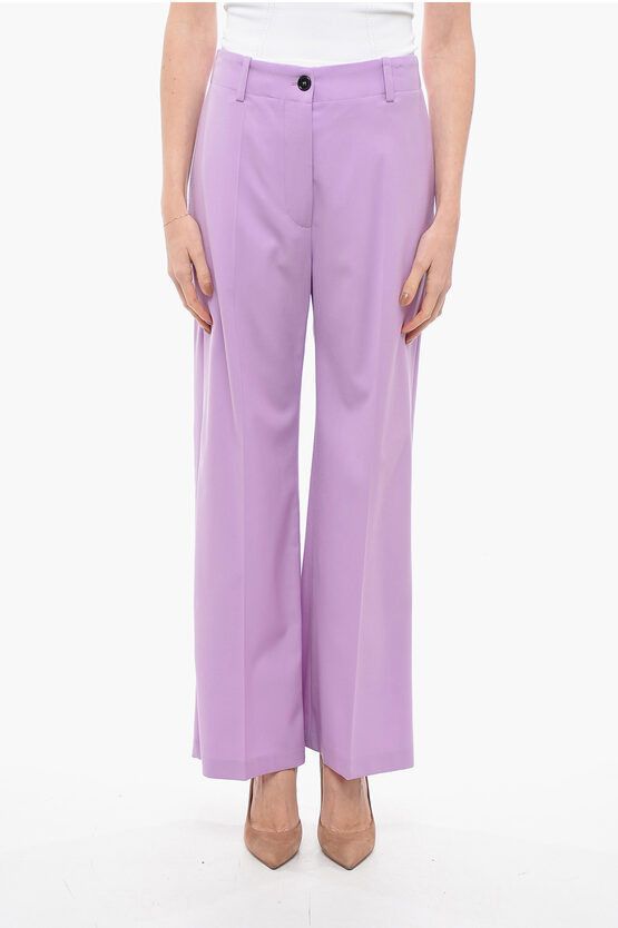 image of Patou High-Waisted Straight Fit Pants in Violet, Women's (Size 28)