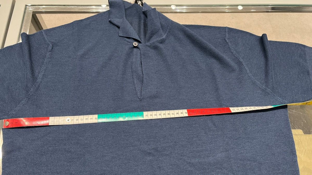 Tom Ford o1loc1c0325 KPS010 Silk Cotton Textured Polo Shirt in Blue Size US L / EU 52-54 / 3 - 4 Thumbnail