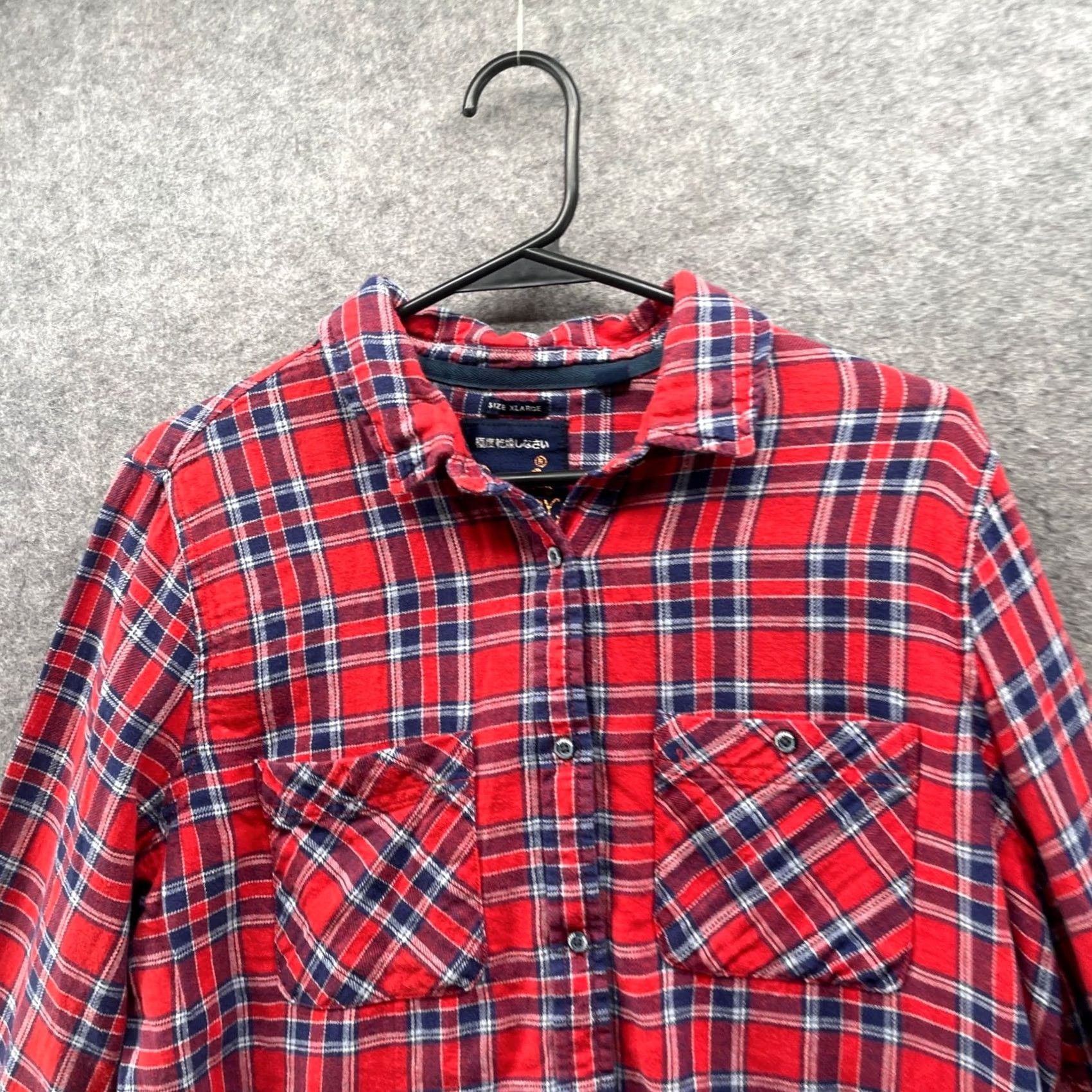 Superdry VINTAGE Superdry Shirt Womens XL Red Blue Plaid Button Down Size XL / US 12-14 / IT 48-50 - 3 Thumbnail