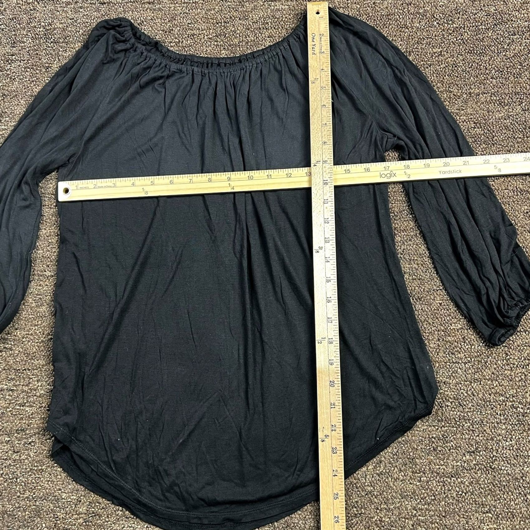 Loft Ann Taylor Loft Off The Shoulder 3/4 Sleeve Shirt Small Black Stretch LOFT Ladies Size S / US 4 / IT 40 - 5 Thumbnail