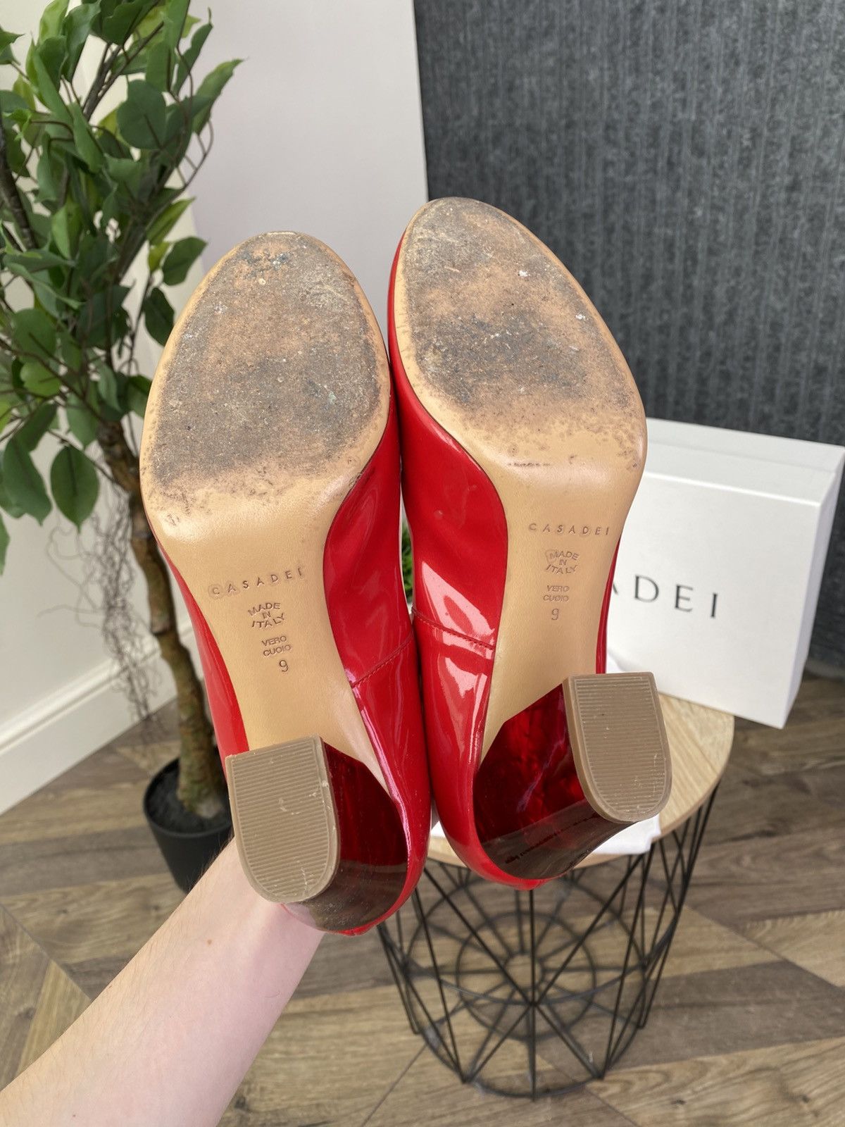 Casadei Casadei Red Patent Leather Pumps Heel Designer High Heels Size US 9 / IT 39 - 15 Thumbnail