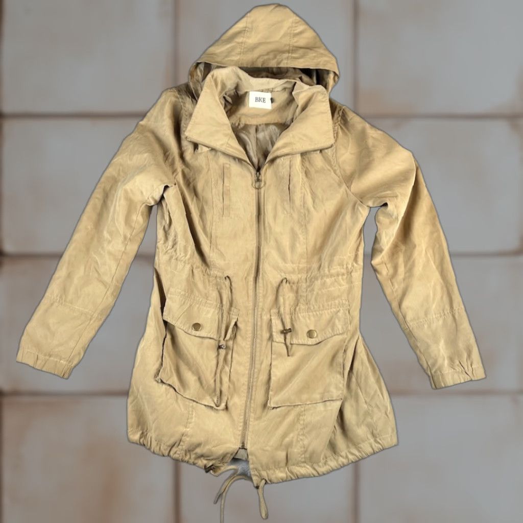 Vintage BKE Windbreaker Jacket Womens M Beige Hooded Preppy, Regular, Fall Spring Winter, Casual Coat, Buckle, Women, Windbreaker, Jacket, Hooded, Beige, M Size M / US 6-8 / IT 42-44 - 1 Thumbnail