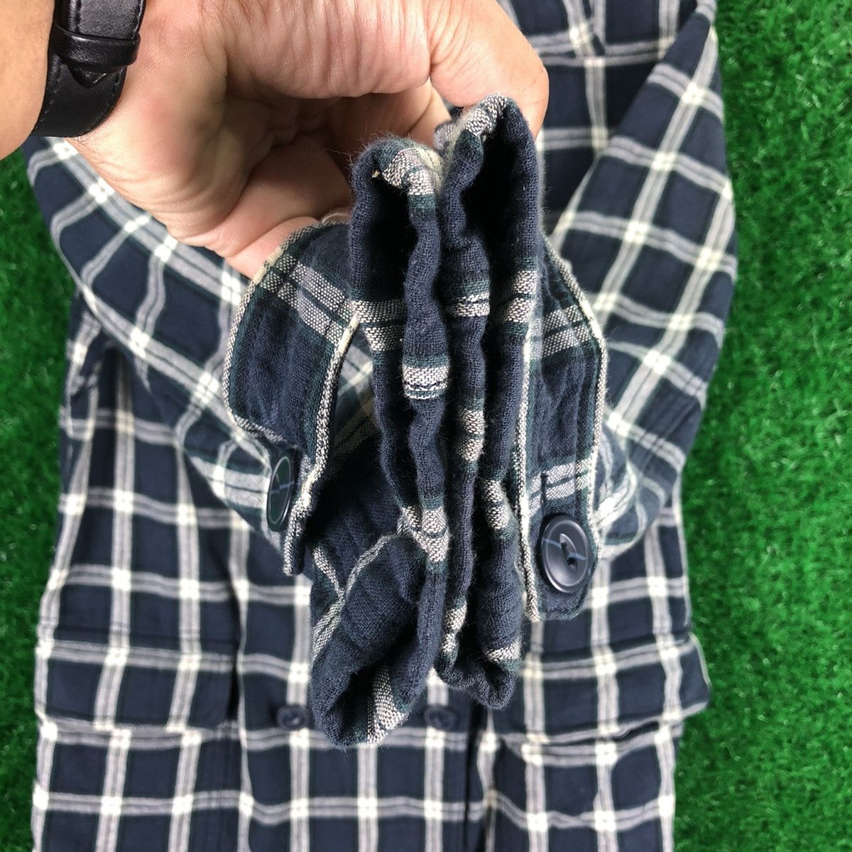 Japanese Brand Vintage Double Breasted Checkered Jacket by Harappa Size S / US 4 / IT 40 - 10 Thumbnail