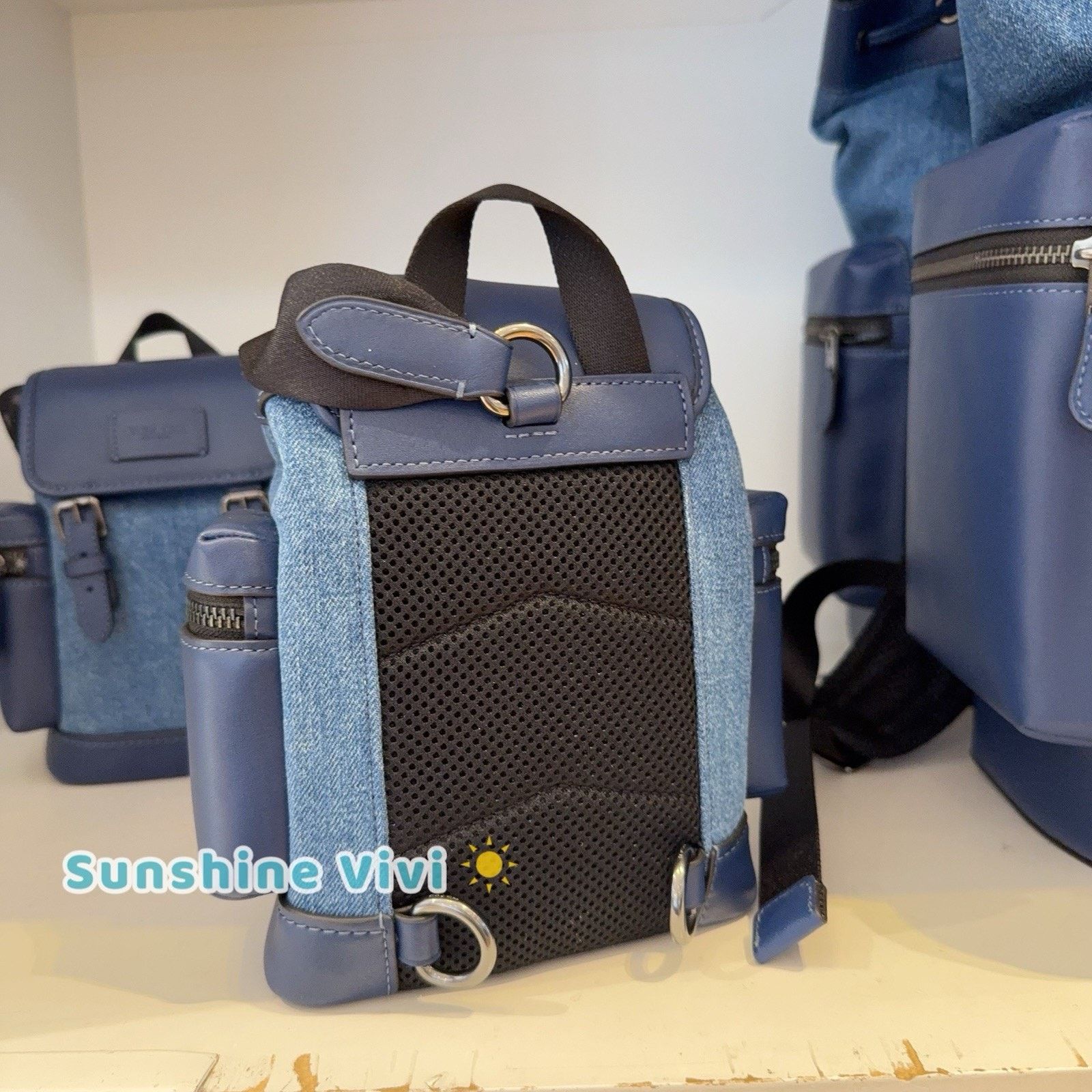 Coach NWT Coach Sprint Sling Pack Leather Denim CBF64 Deep Blue Size ONE SIZE - 3 Thumbnail