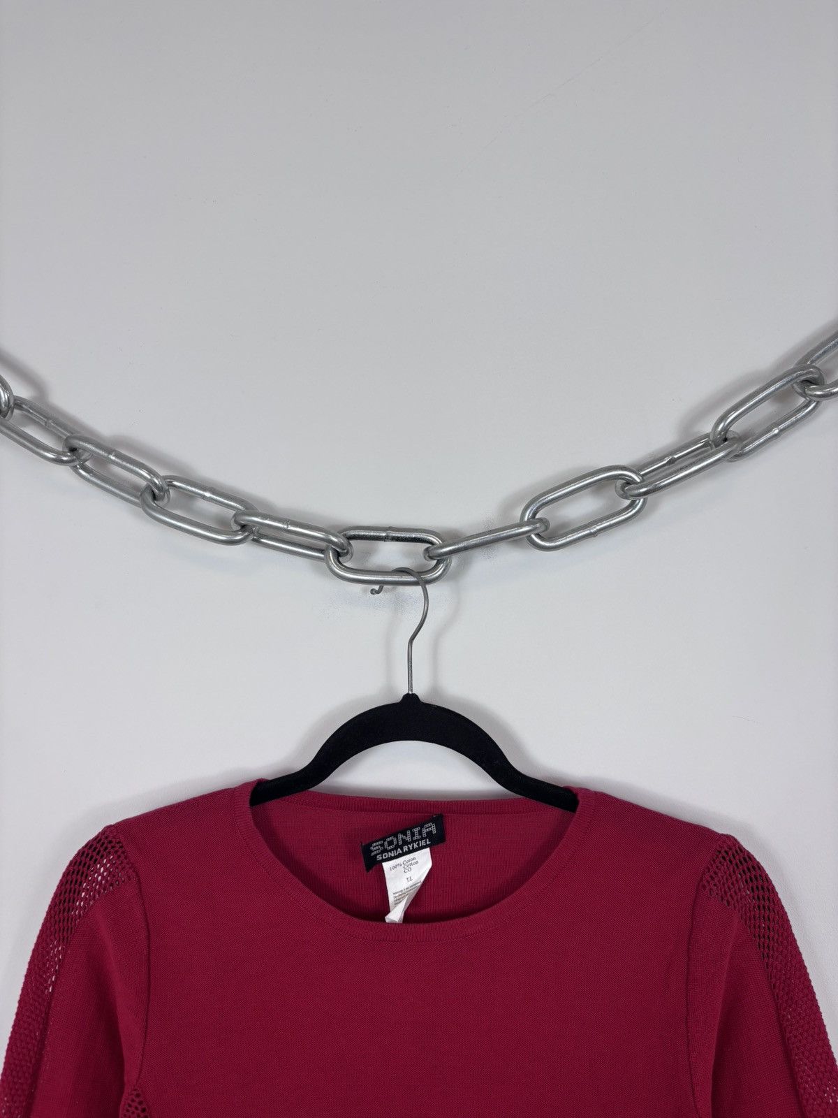 Sonia Rykiel Vintage Sonia Rykiel Women’s Red Mesh Knit Sweater Pullover Size S / US 4 / IT 40 - 3 Thumbnail
