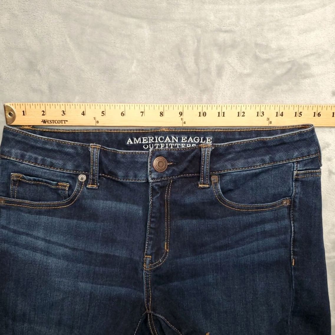 American Eagle Outfitters American Eagle Shorts Womens 10 Denim 360 Super Stretch Cutoff Midi Micro Mini Size 32" / US 10 / IT 46 - 7 Thumbnail