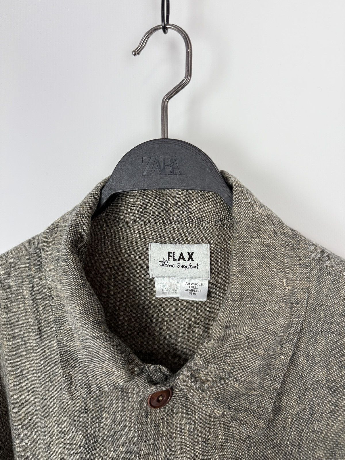Vintage 1990s Vintage FLAX by Jeanne Engelhart Linen Chore Jacket Size L / US 10 / IT 46 - 6 Thumbnail