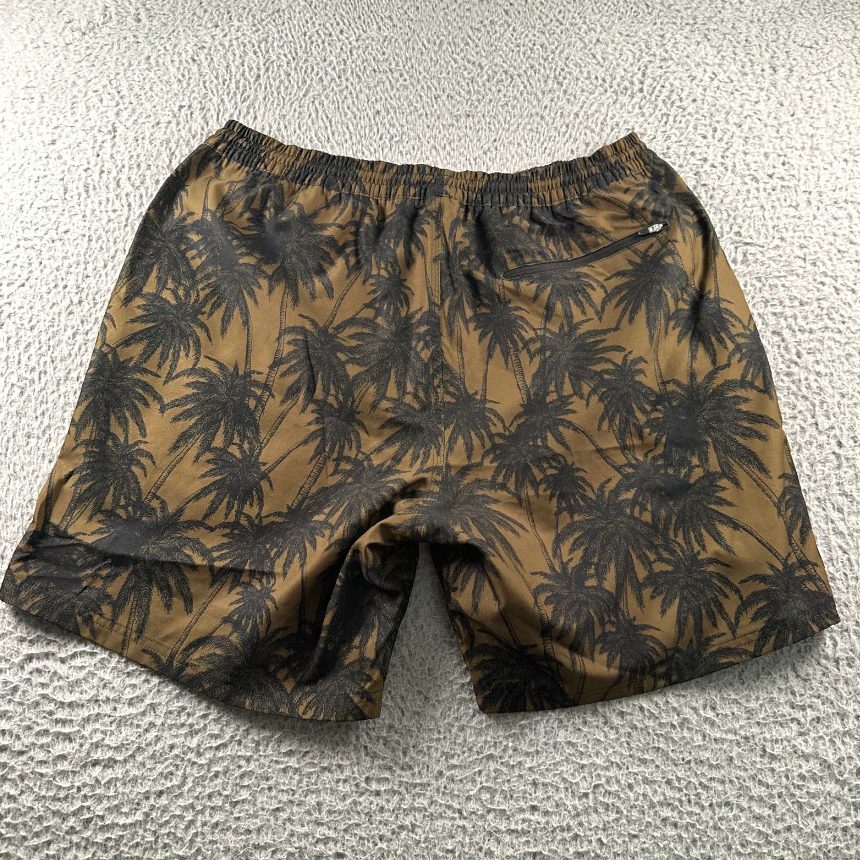 Outerknown Outerknown Swim Trunks Mens 33 Olive Palm Print Drawstring Quick Dry Board Shorts Beach Tropical Mens Size ONE SIZE - 6 Thumbnail