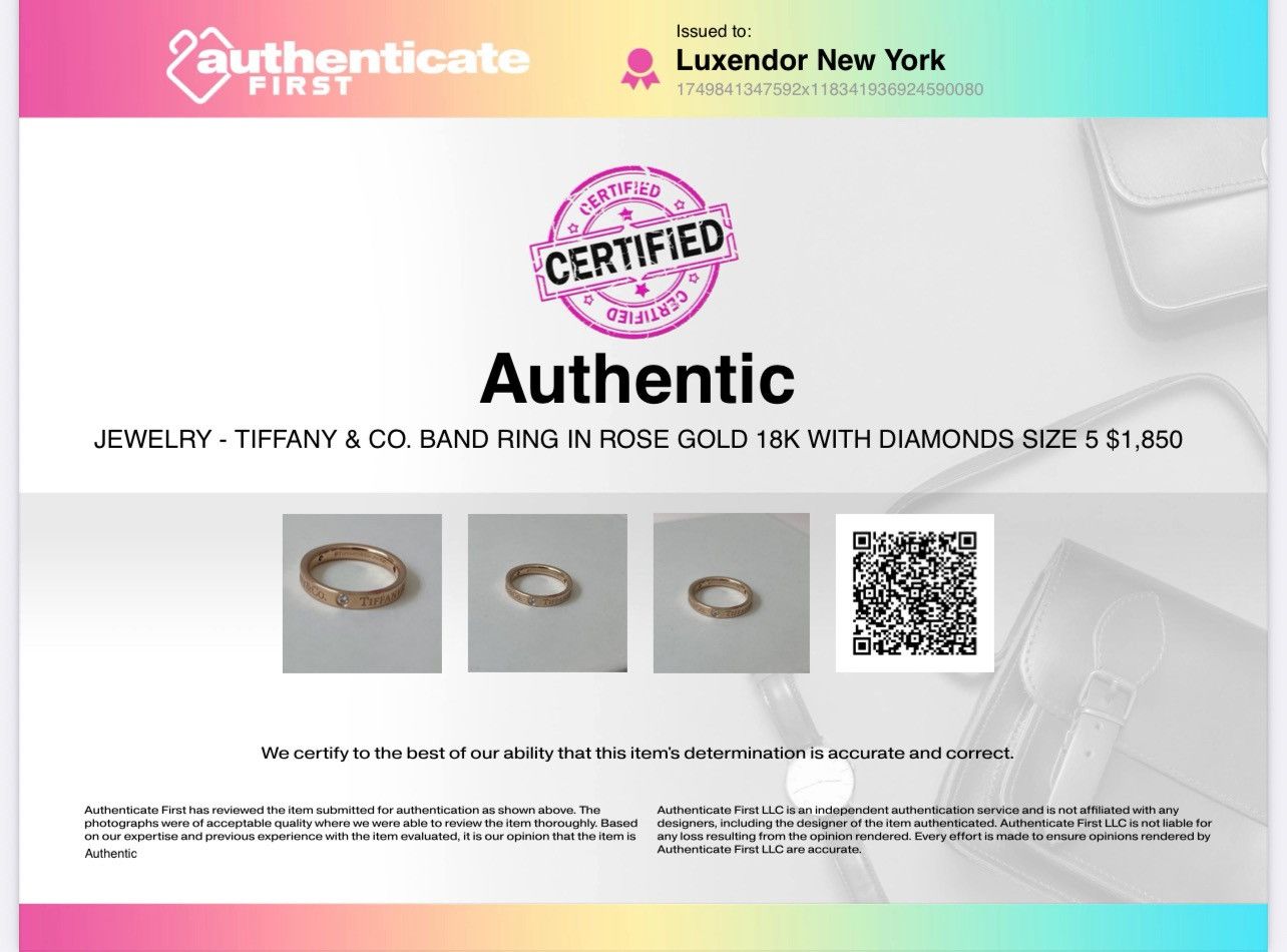 Tiffany & Co. Band Ring with Diamonds RG size 5 NEW $1850