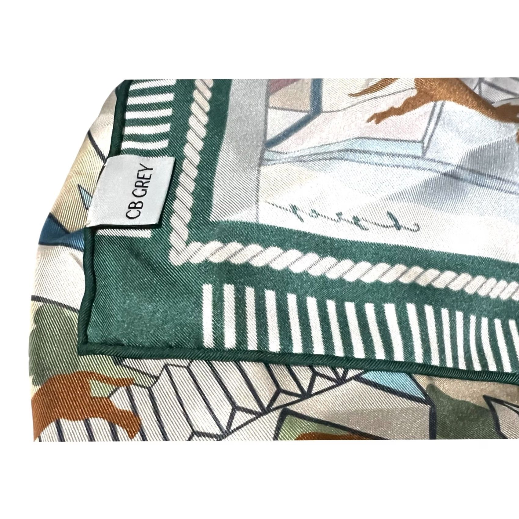 Vintage CB Grey Custom Silk Scarf The Hills x Silo Ridge Horses 17.5” square Horse Equestrian Silk Scarf Women Size ONE SIZE - 5 Thumbnail