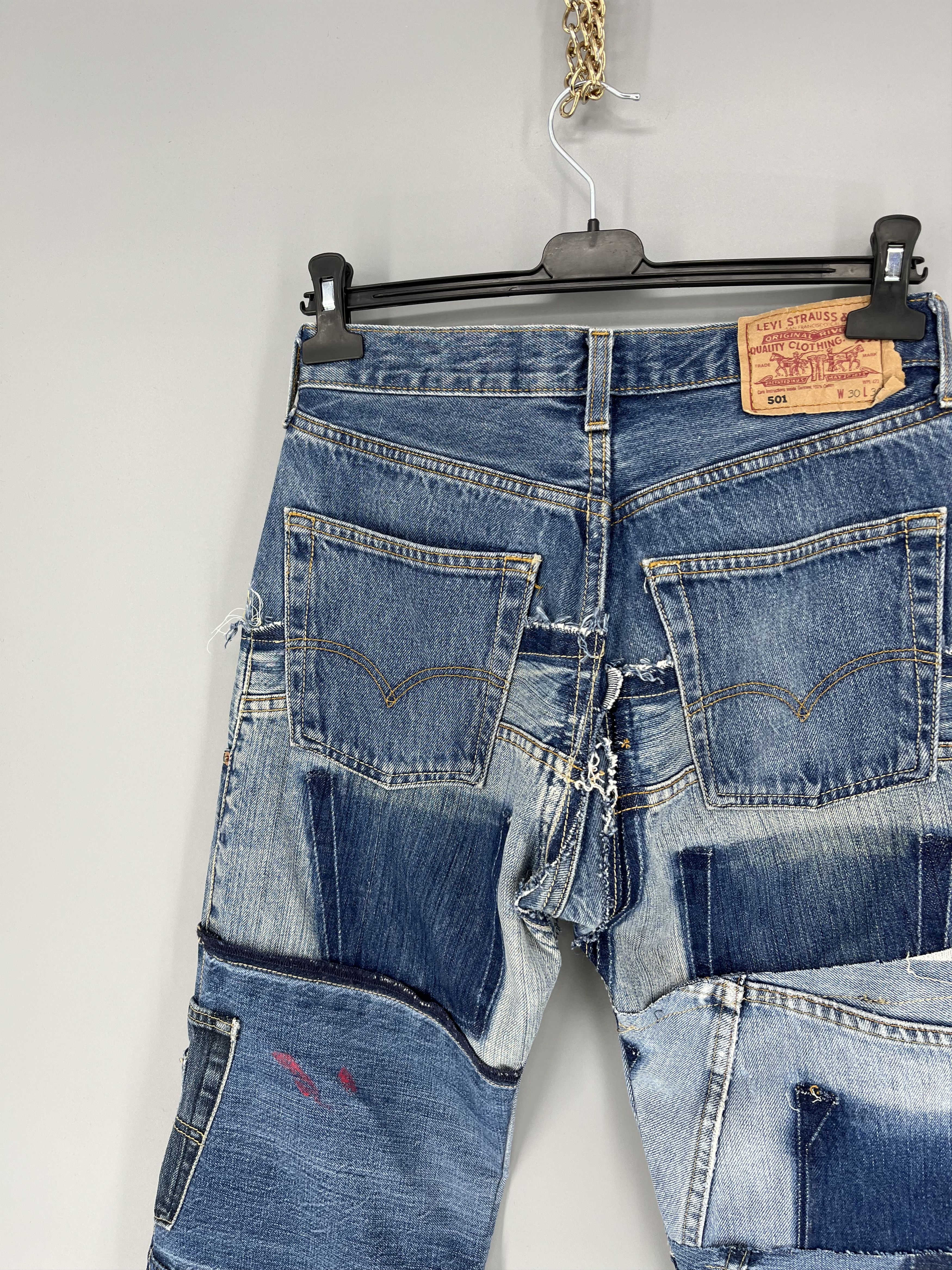 Other 90s Levi’s 501 Patchwork Multipocket Denim Custom Jeans USA Size US 31 - 10 Thumbnail