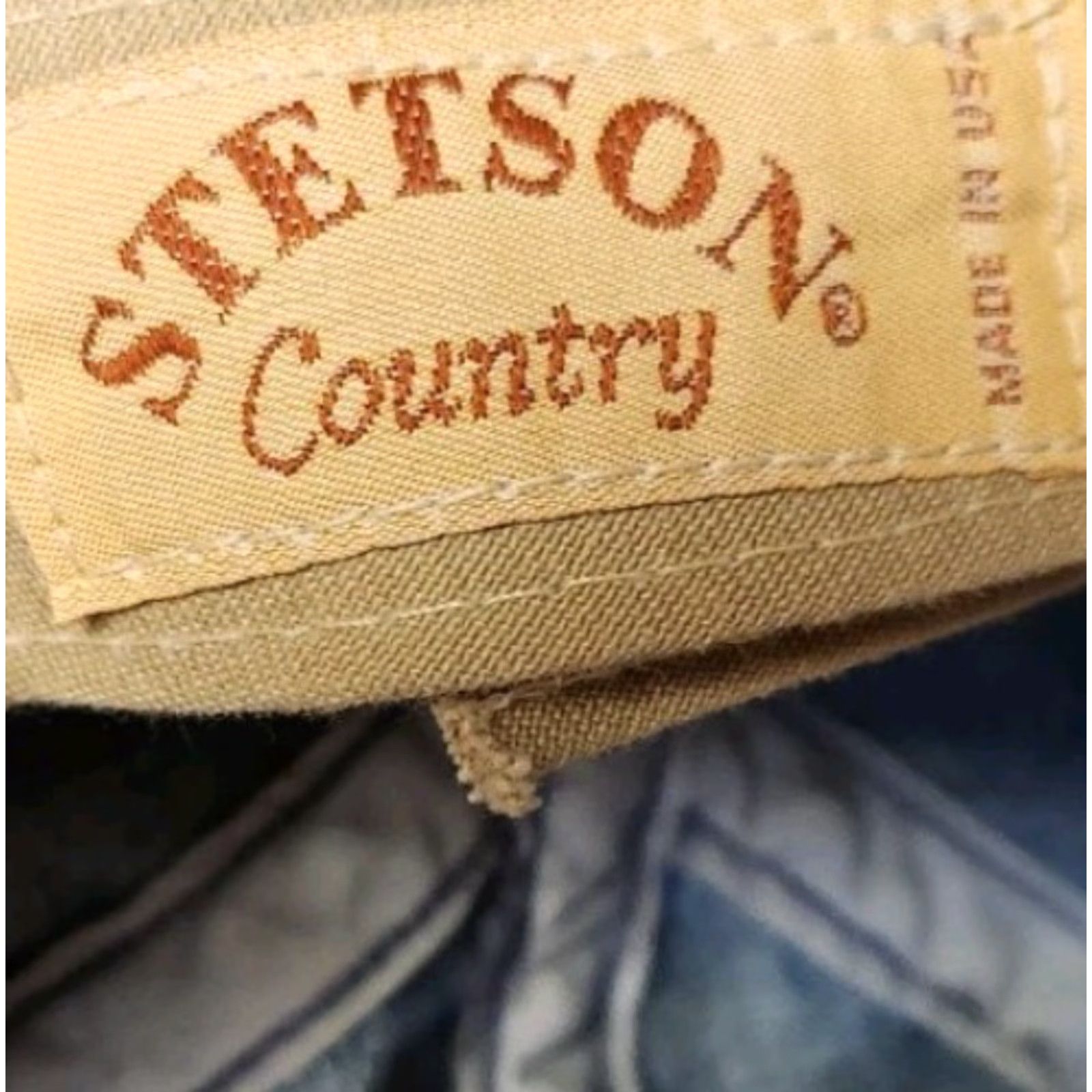 Stetson VINTAGE Stetson USA MADE Blue Jean Denim Cap Hat Leather Brim Strapback Baseball Cap Men Adjustable Size XS? No size given. Size US 35 - 8 Thumbnail