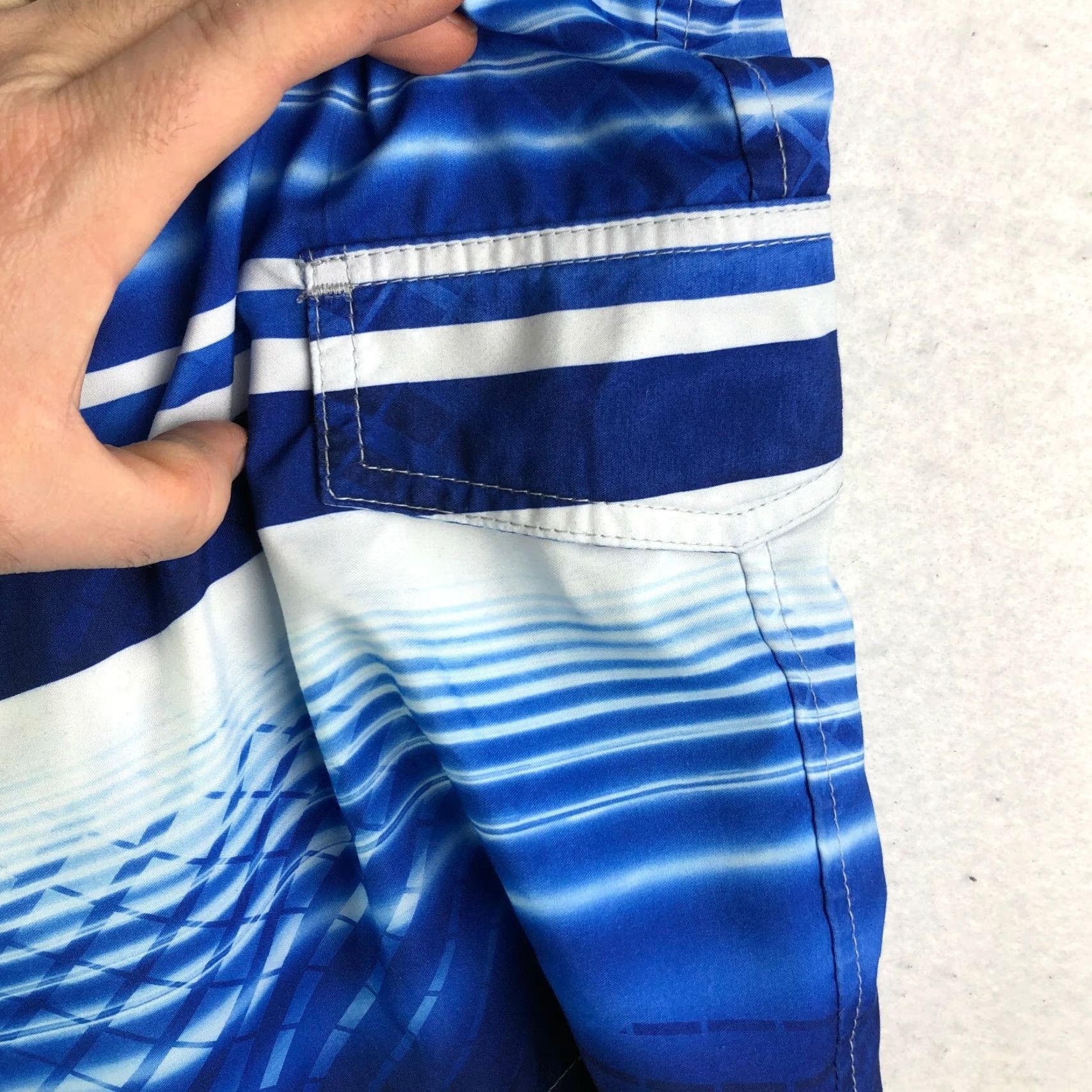 Vintage Sonoma XL Blue Striped Swim Trunk Shorts with Cargo Pocket Mens Bottom Size US 36 / EU 52 - 2 Thumbnail