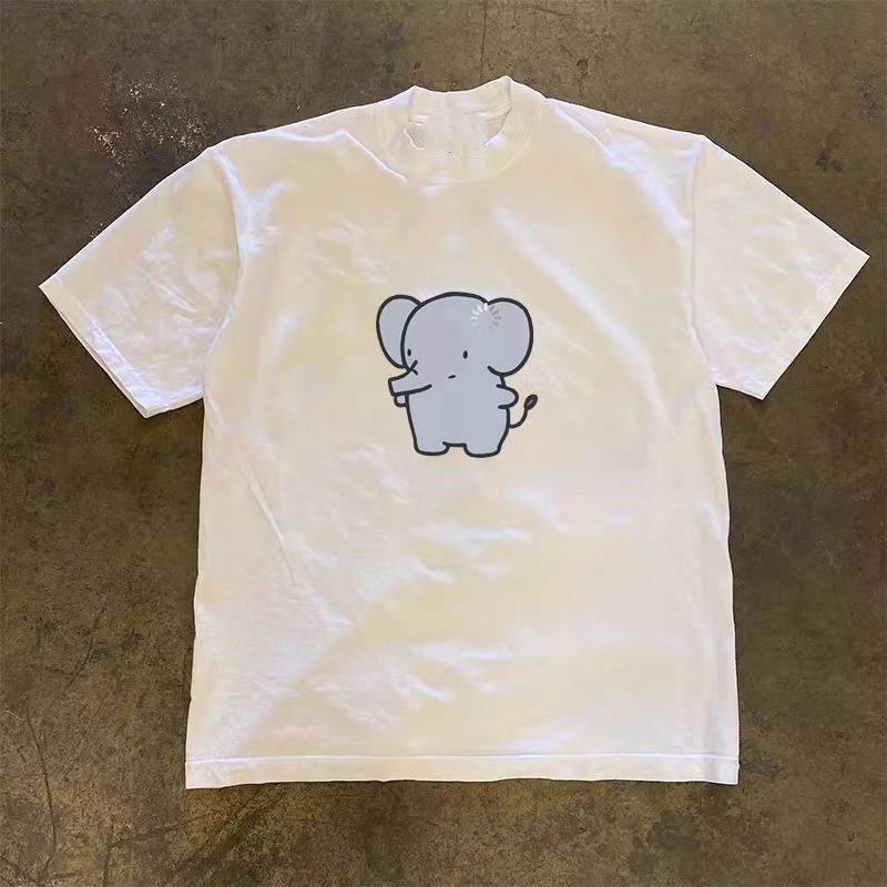 Vintage White casual retro cartoon elephant print t-shirt Size US M / EU 48-50 / 2 - 1 Thumbnail