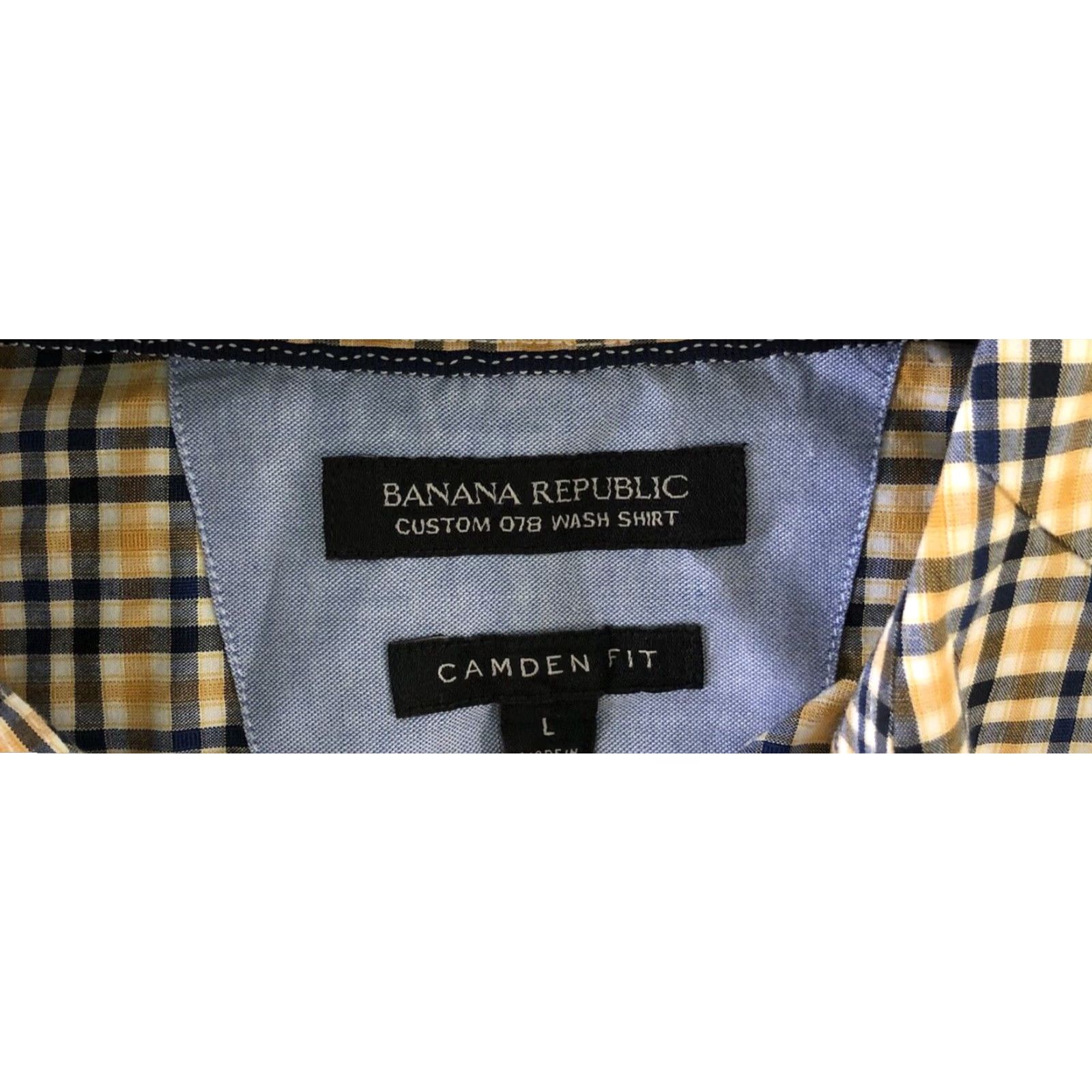 Banana Republic Banana Republic Oxford Shirt Camden Yellow/blue Plaid Button-Up Casual Workwear Mens L Size US L / EU 52-54 / 3 - 3 Thumbnail