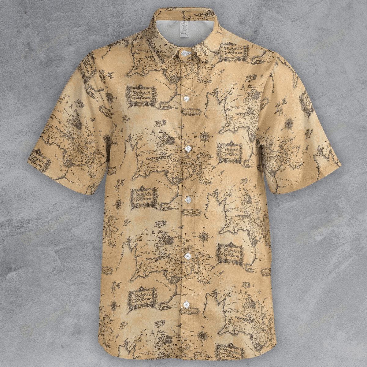 The Unbranded Brand Rohan and Gonoor Map Lord Of The Rings Button Down Shirt Size US M / EU 48-50 / 2 - 2 Thumbnail