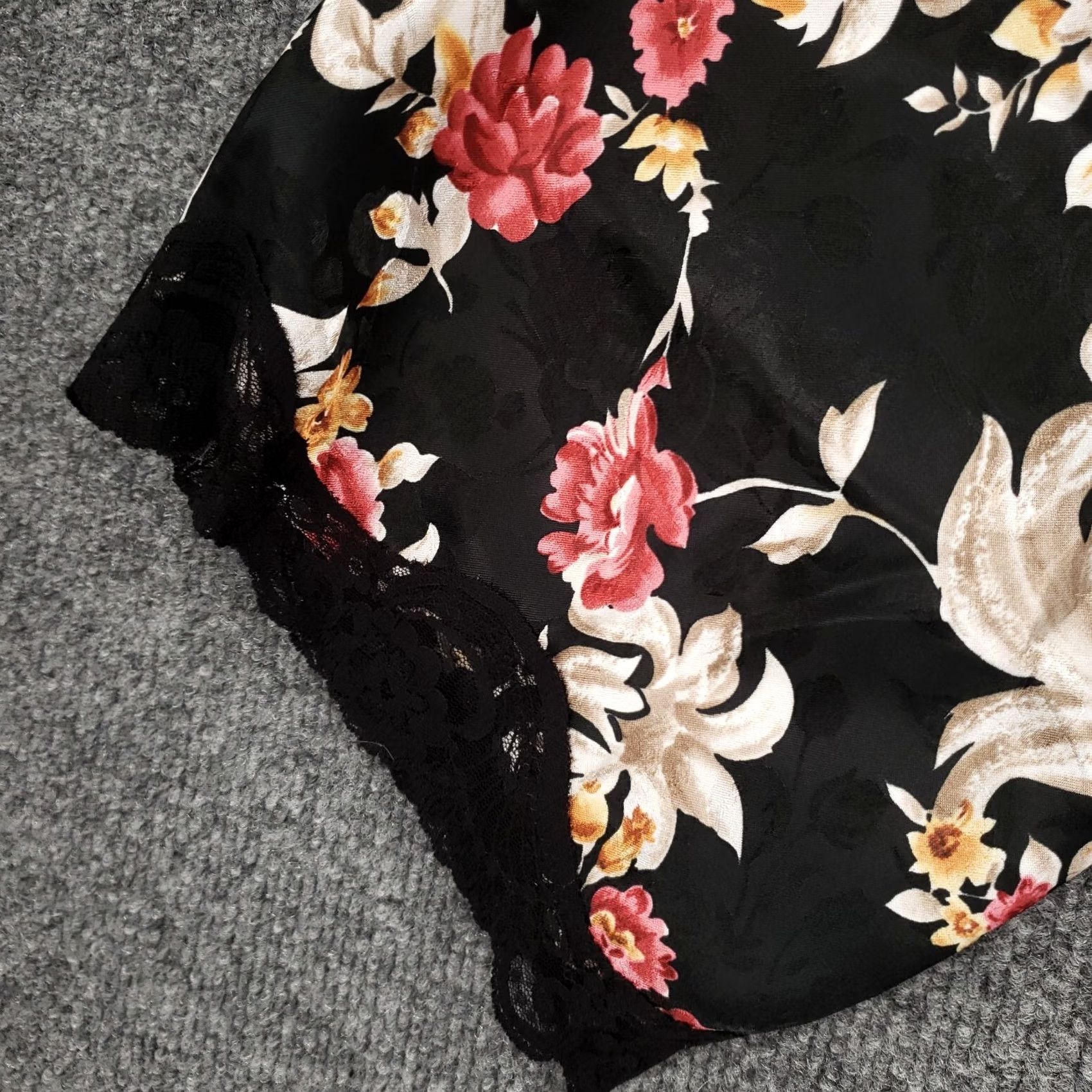 Vintage VINTAGE LA Intimates Robe Womens XL Black Floral Kimono Waist Tie Long Sleeve Size XL / US 12-14 / IT 48-50 - 4 Thumbnail