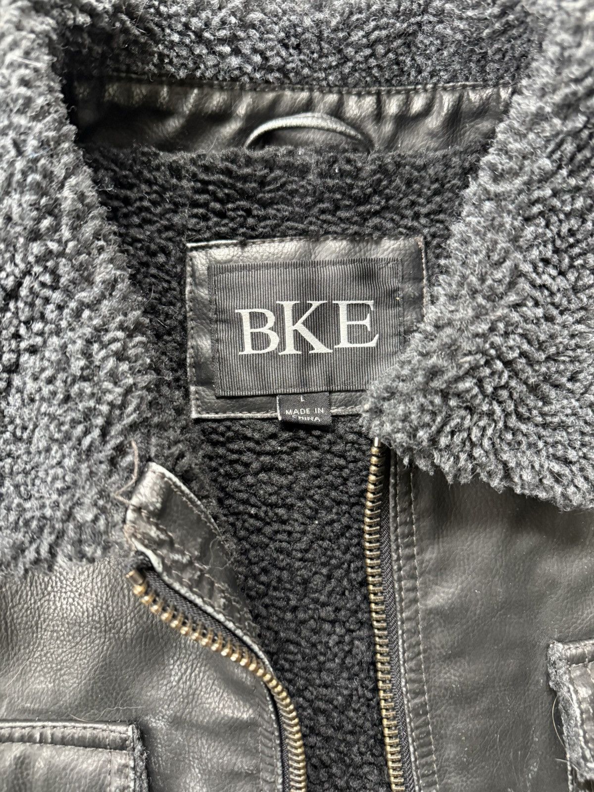 BKE BKE Black Sherpa Leather Jacket Size US L / EU 52-54 / 3 - 5 Thumbnail