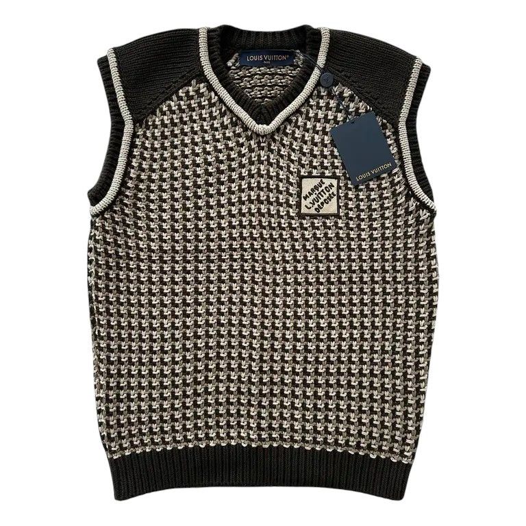 Louis Vuitton Embroidered Logo Knitted Cotton Jacquard Vest