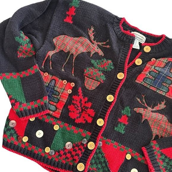 Vintage Vintage Bridgewater Women's Festive Navy and Red Sweater Car Size M / US 6-8 / IT 42-44 - 4 Thumbnail