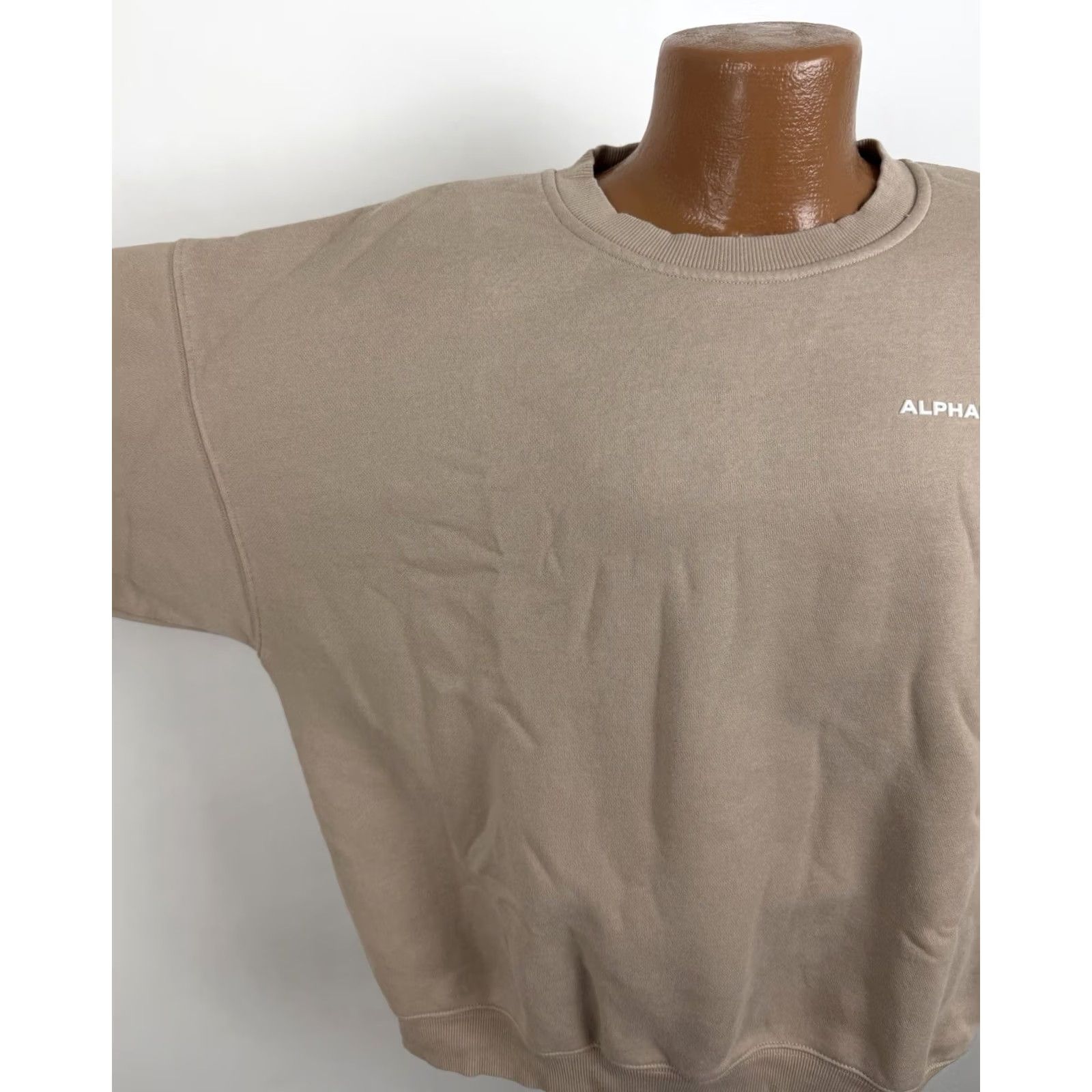 Vintage Alphalete Sweatshirt Mens Medium Beige Crewneck Pullover Logo Knit Cotton Blend Shirt Size US M / EU 48-50 / 2 - 2 Thumbnail