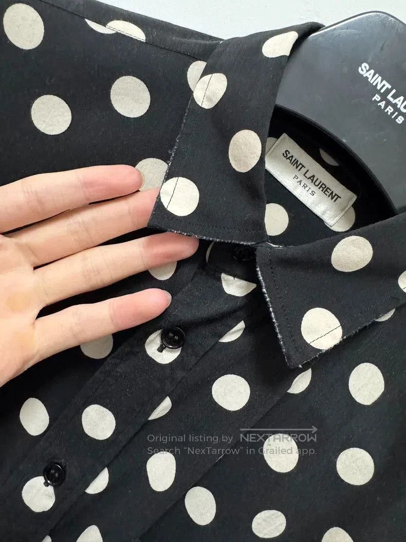 Saint Laurent Paris Saint Laurent Polka Dot Fringe Shirt. Size US XL / EU 56 / 4 - 4 Thumbnail