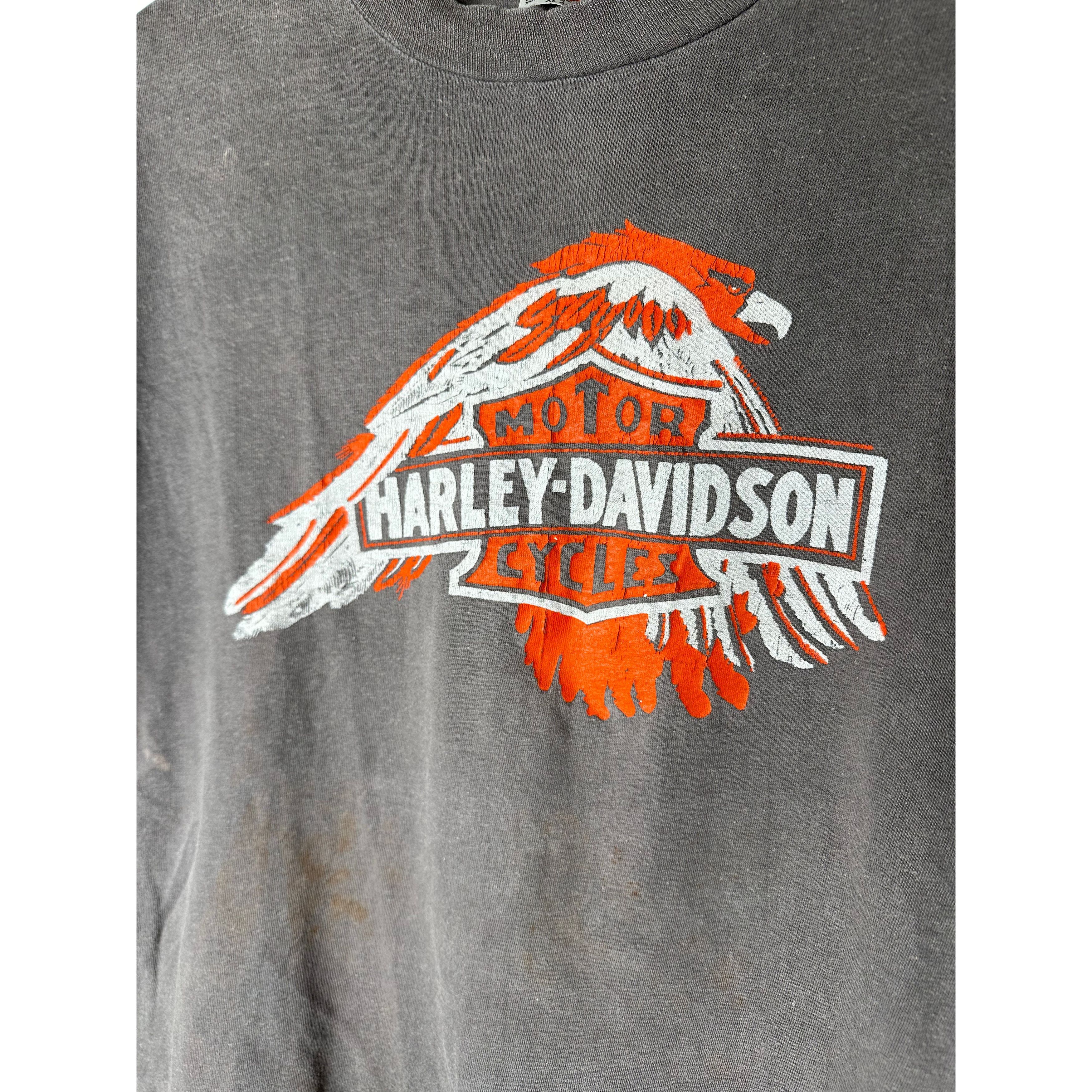 Vintage VINTAGE FADED THRASHED SINGLE STITCHED 1980S HARLEY TEE XL Size US XL / EU 56 / 4 - 4 Thumbnail
