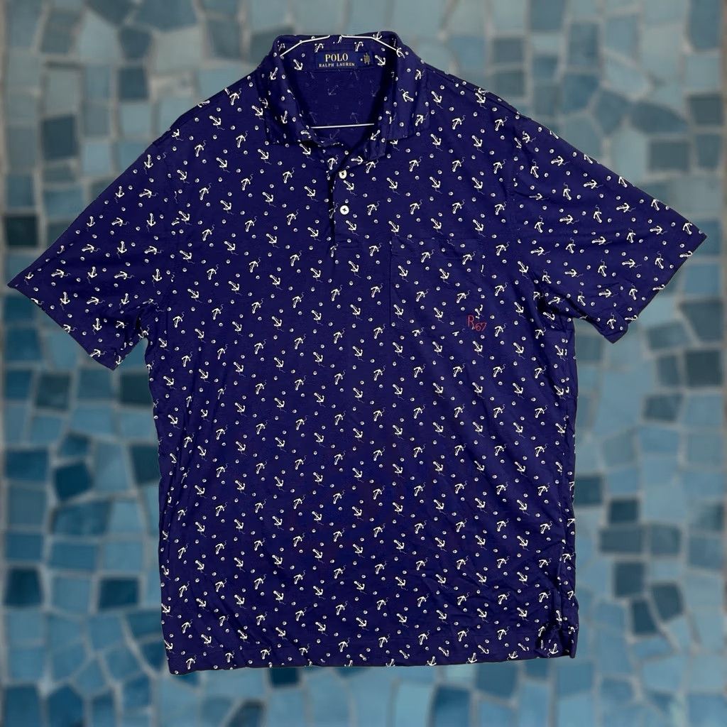 Polo Ralph Lauren Polo Ralph Lauren Shirt Mens M RL67 Anchor Print Nautical Pocket Geometric Size US M / EU 48-50 / 2 - 1 Thumbnail