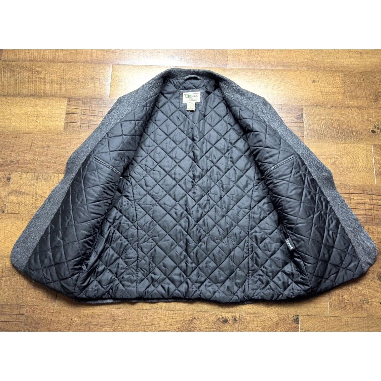 Vintage L.L.Bean VTG 90s Herringbone Tweed Blazer Mens XL Thinsulate Jacket Size 42R - 6 Thumbnail
