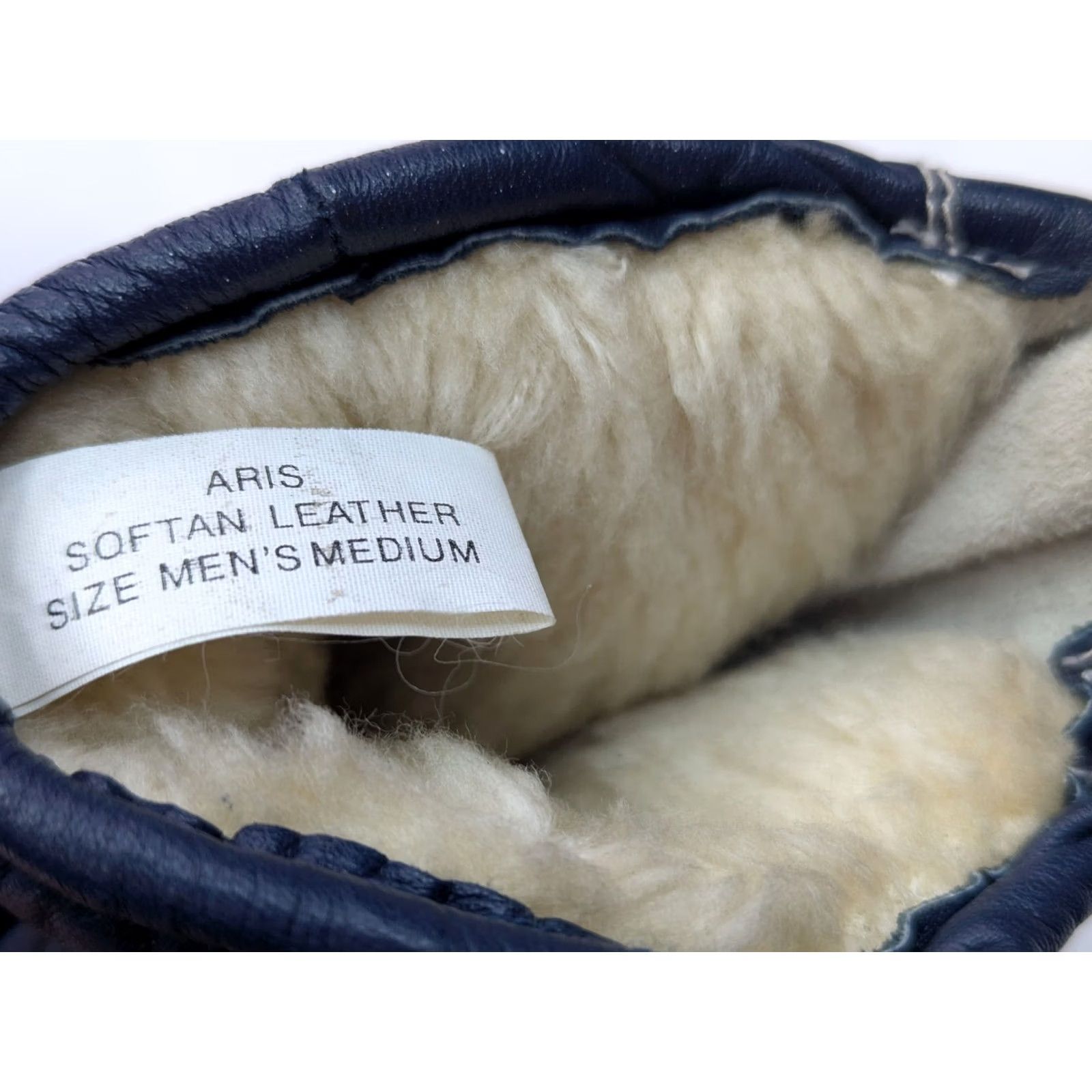 Vintage VINTAGE Aris Glove, Leather, Faux Fur Insulated, Blue, MEDIUM, Zip Close, Men, Glove, Softan, Ski, Vth ARIS Size ONE SIZE - 4 Thumbnail