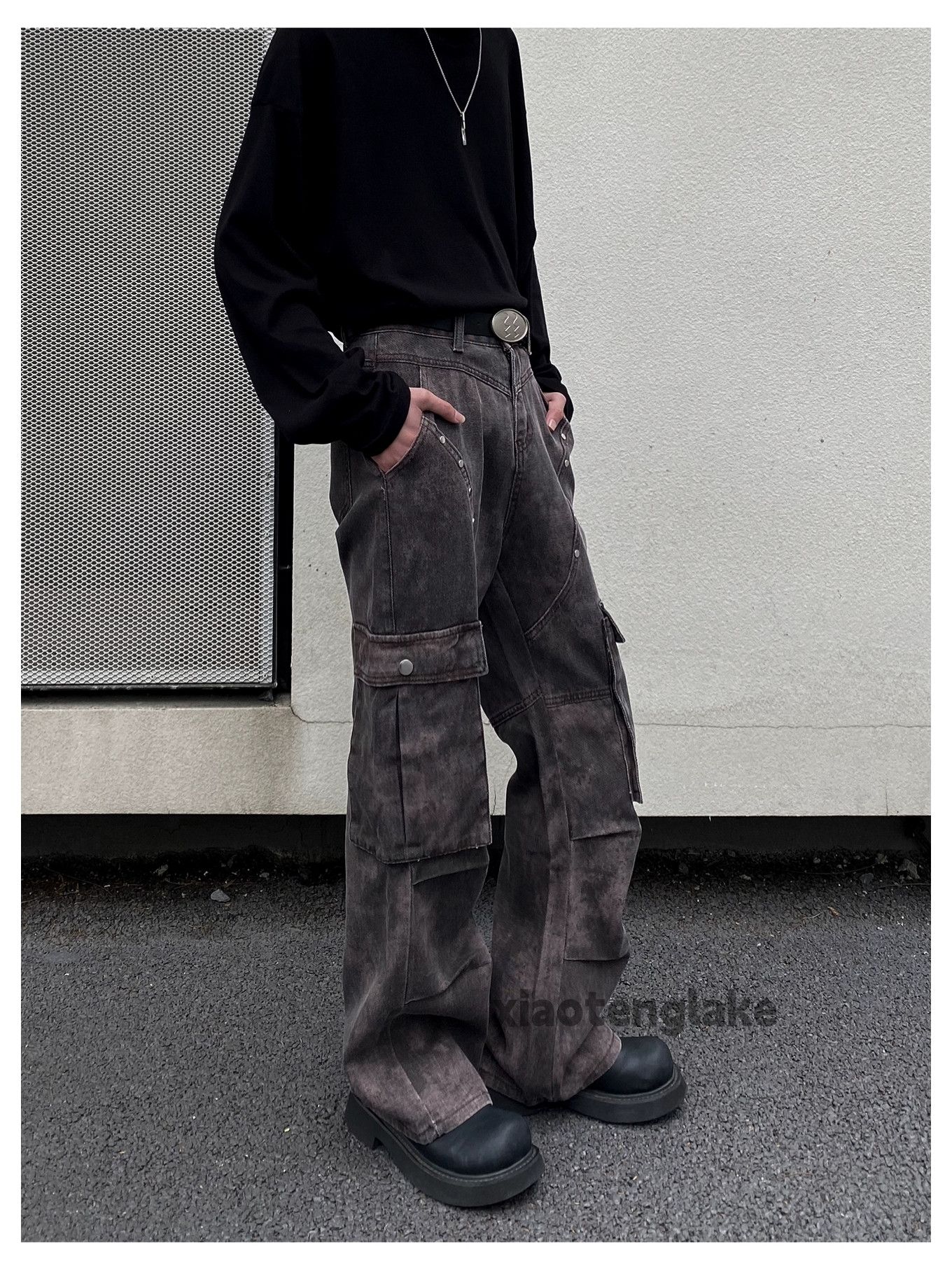 Designer × Japanese Brand × Vintage washed faded cleanfit yuppie tie dye flared cargo pants Size US 30 / EU 46 - 5 Thumbnail