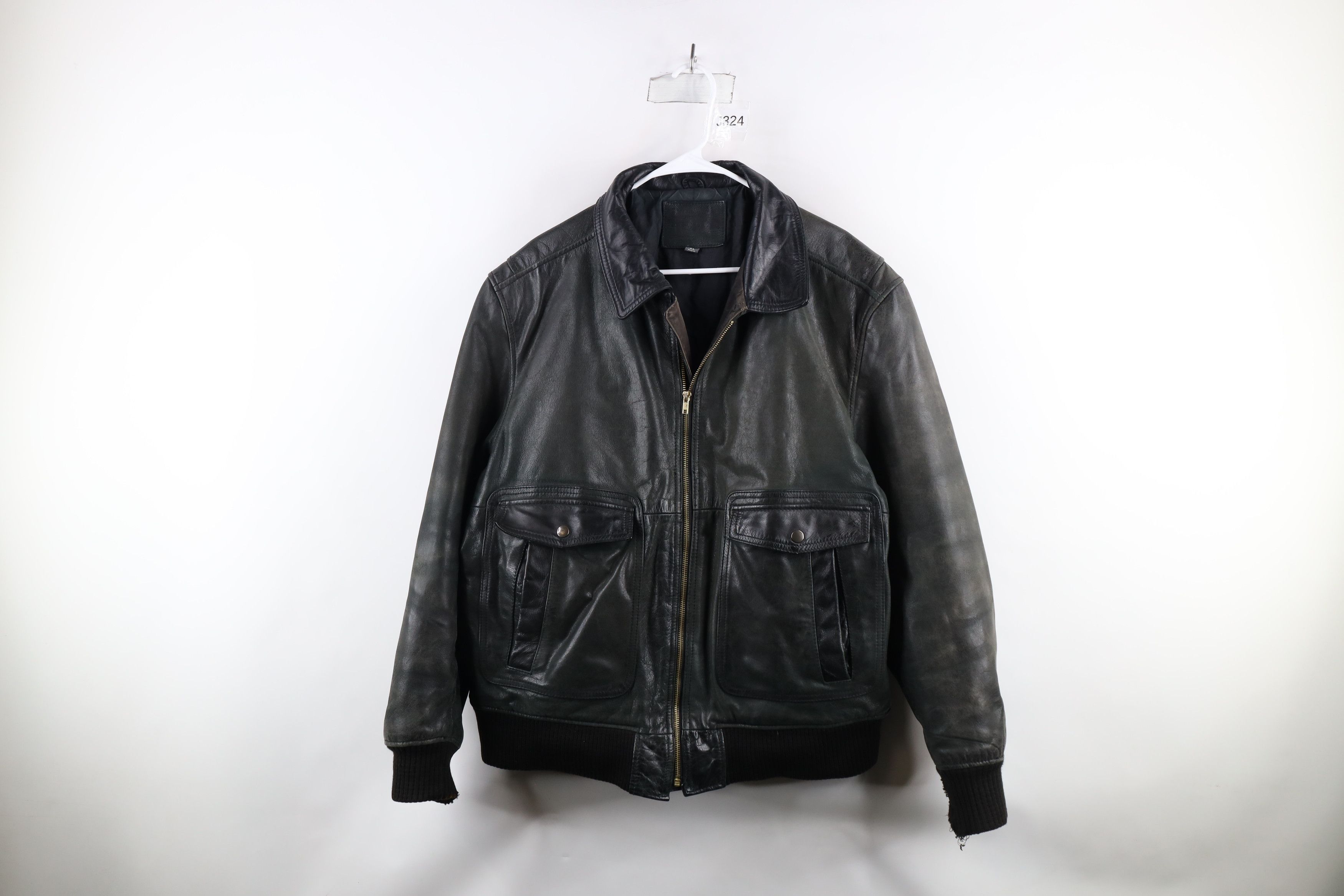 Vintage Vintage 90s Streetwear Full Zip Leather Flight Bomber Jacket Size US XL / EU 56 / 4 - 1 Thumbnail