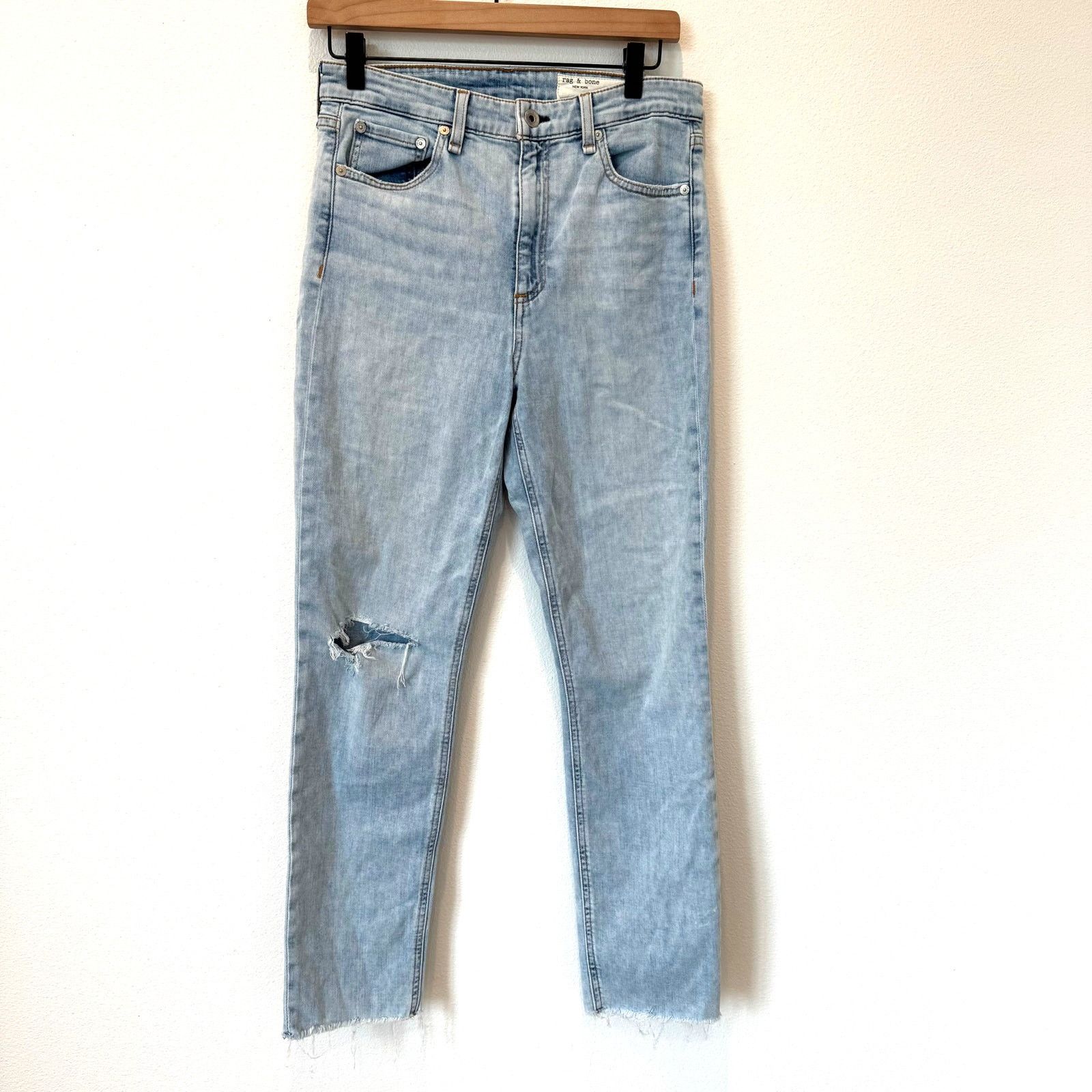 Rag & Bone Rag & Bone Nina Ripped High Waist Ankle Cigarette Jeans Jade Size 27" / US 4 / IT 40 - 2 Thumbnail
