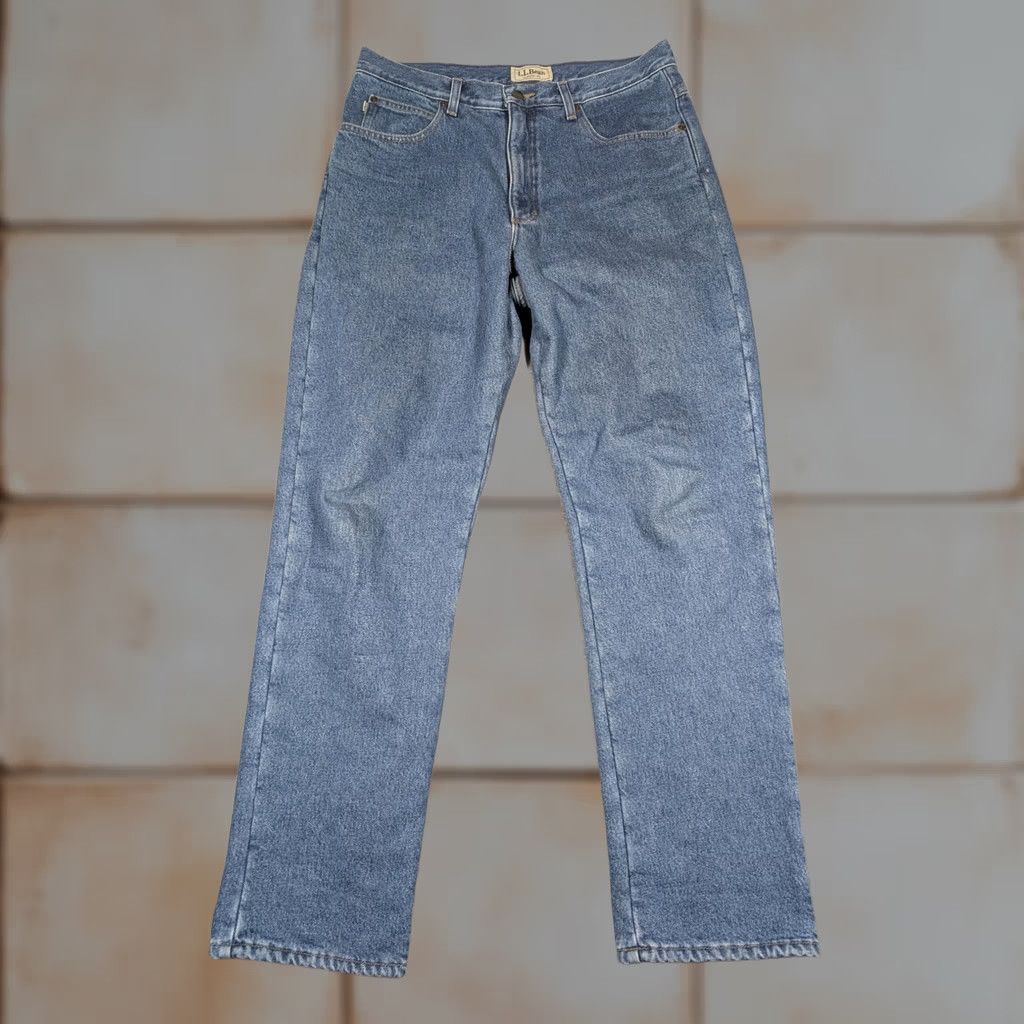 Vintage L.L. Bean Classic Fit Jeans Mens 33x32 Blue Fleece Lined Winter Denim Pants Straight 세 Size US 33 - 1 Thumbnail