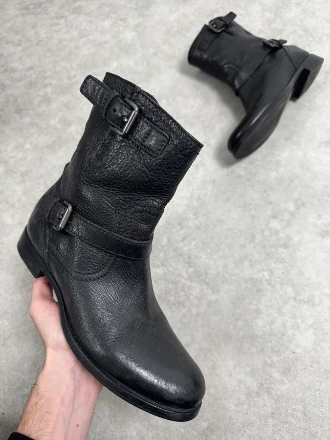 Prada 2000s Prada Black Buckle Leather Grained Boots Size US 7 / EU 40 - 1 Thumbnail