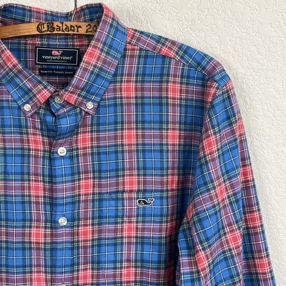 Vineyard Vines Vineyard Vines Performance Slim Fit Tucker Blue and Pink Pla Size US L / EU 52-54 / 3 - 1 Thumbnail